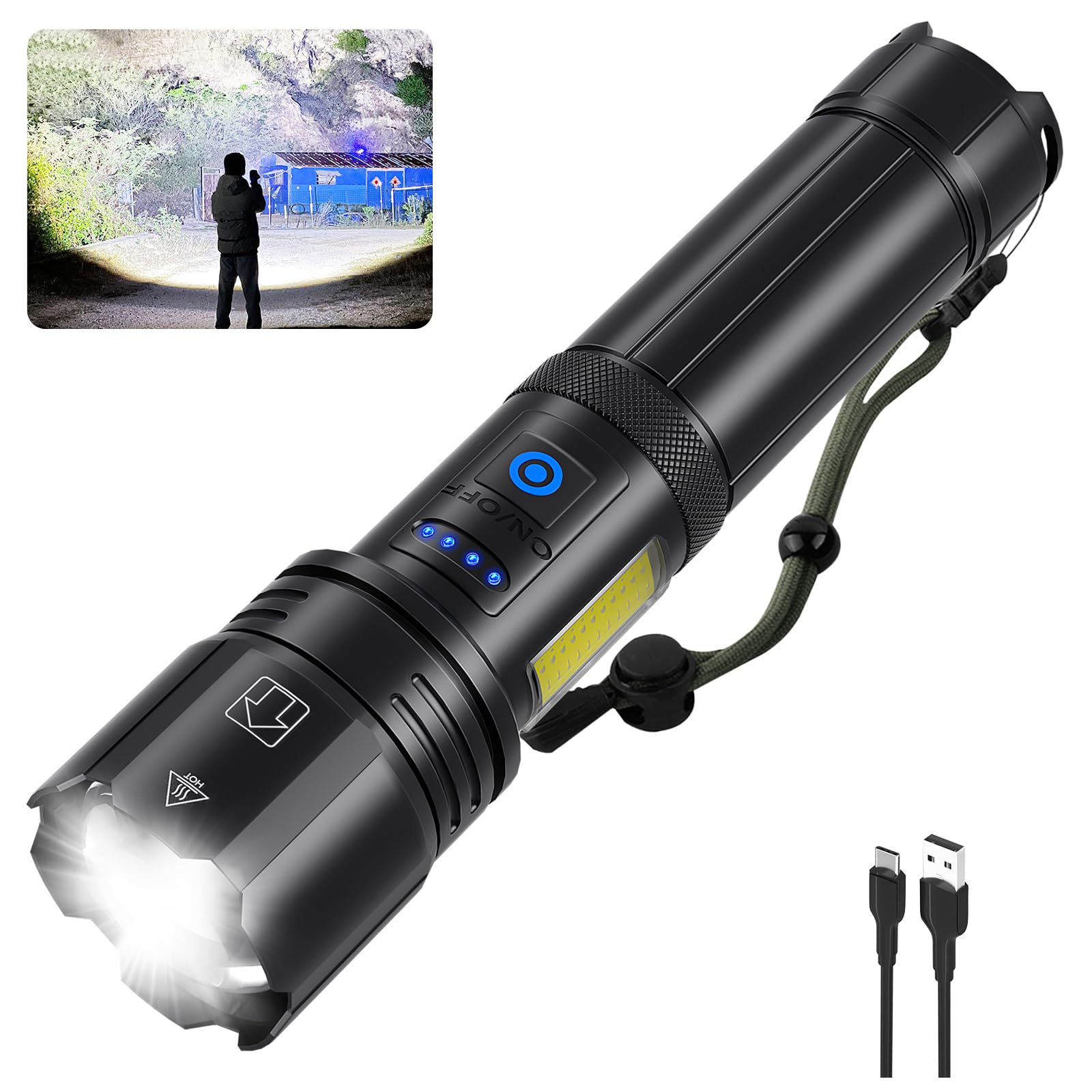 Sigoobal Flashlights High Lumens Rechargeable, 990000 Lumens Bright Flash Light, Powerful LED Flashlights, 15h Runtime, IPX7 Wat