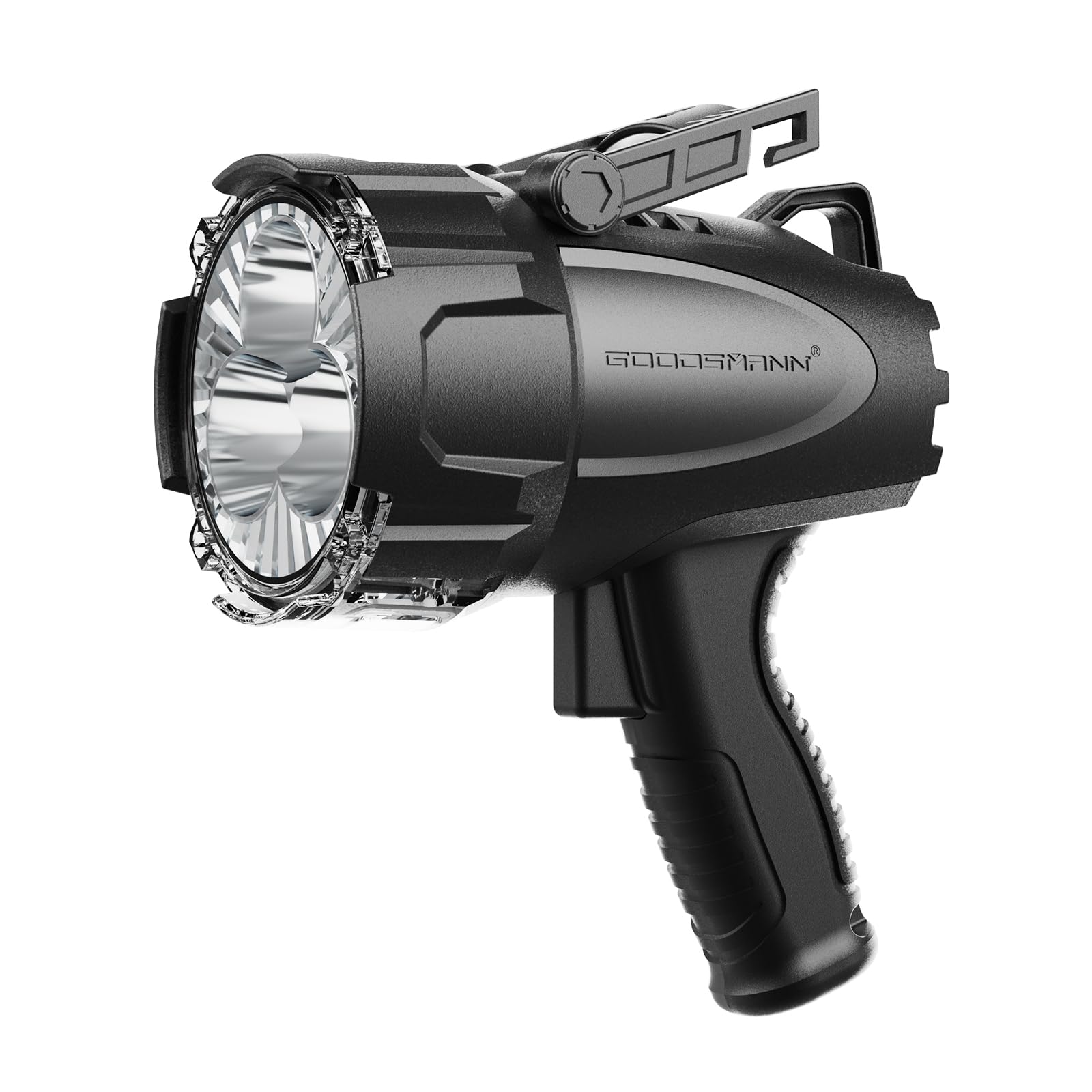 GOODSMANN Rechargeable Spotlight LED Searchlight 6000 Lumen IP67 Waterproof Black Aluminum Model 9903-C102-01