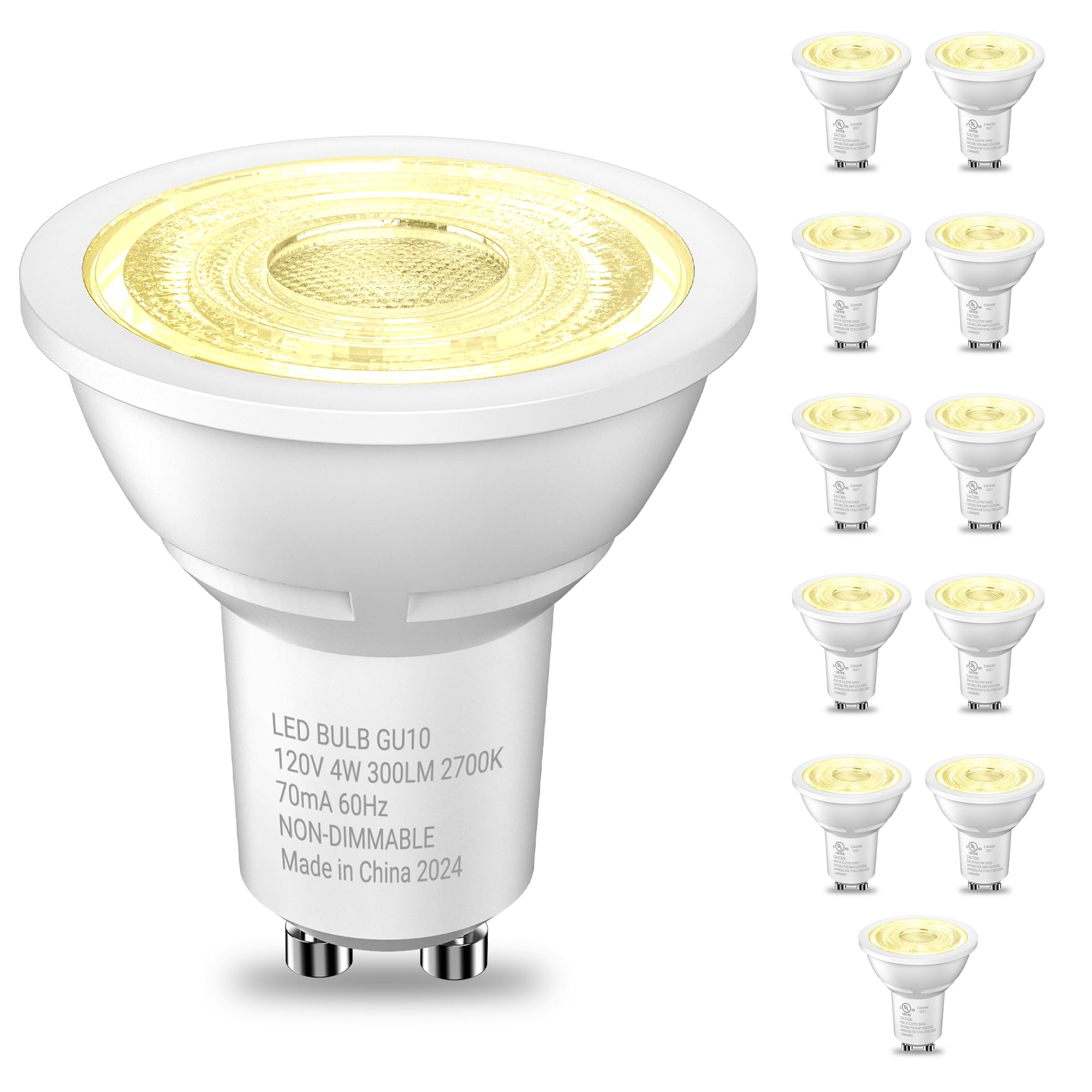 Tjoy Led Gu10 Light Bulbs 12 Pack, 2700K Warm White Gu10 Replacement For Recessed Track Lighting, 35W Equivalent, Non-Dimmable, 