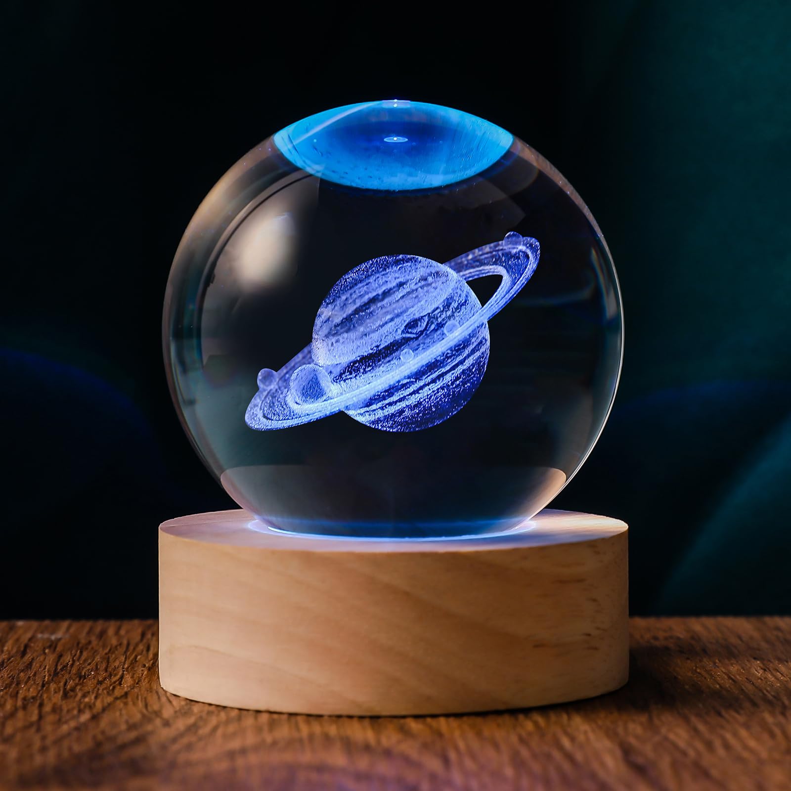 Qianruna 3D Saturn 60Mm Crystal Ball Astronomy Universe Gifts 3D Saturn  ts Model Science Space Themed Physics Gifts Night Light Lamp For Kids Men Him Dad Science Teacher