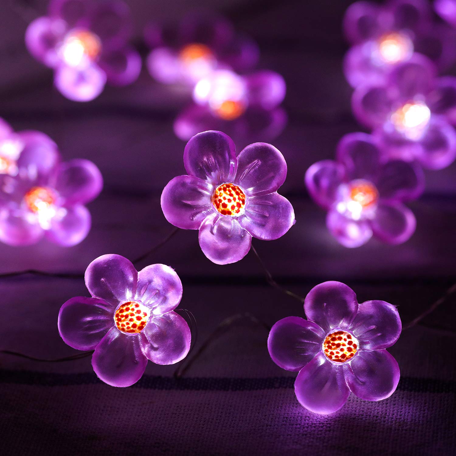 HDNICEZM Flower String Lights,Fairy Pink Cherry Blossom String Lights 21ft 40 LEDs Waterproof USB Plug in Fun Room Lights for Spring, Nursery, Wedding, Dorm, Girls Bedroom, Baby Carriage Decoration