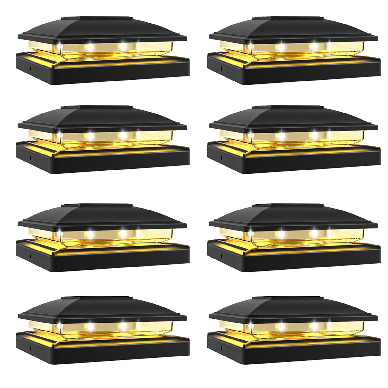 VOLISUN Solar Post Cap Light Outdoor,Solar Fence - Post Lights Waterproof for 4x4/5x5/6x6 Wooden/Vinyl Post,Black Deck Post Cap 