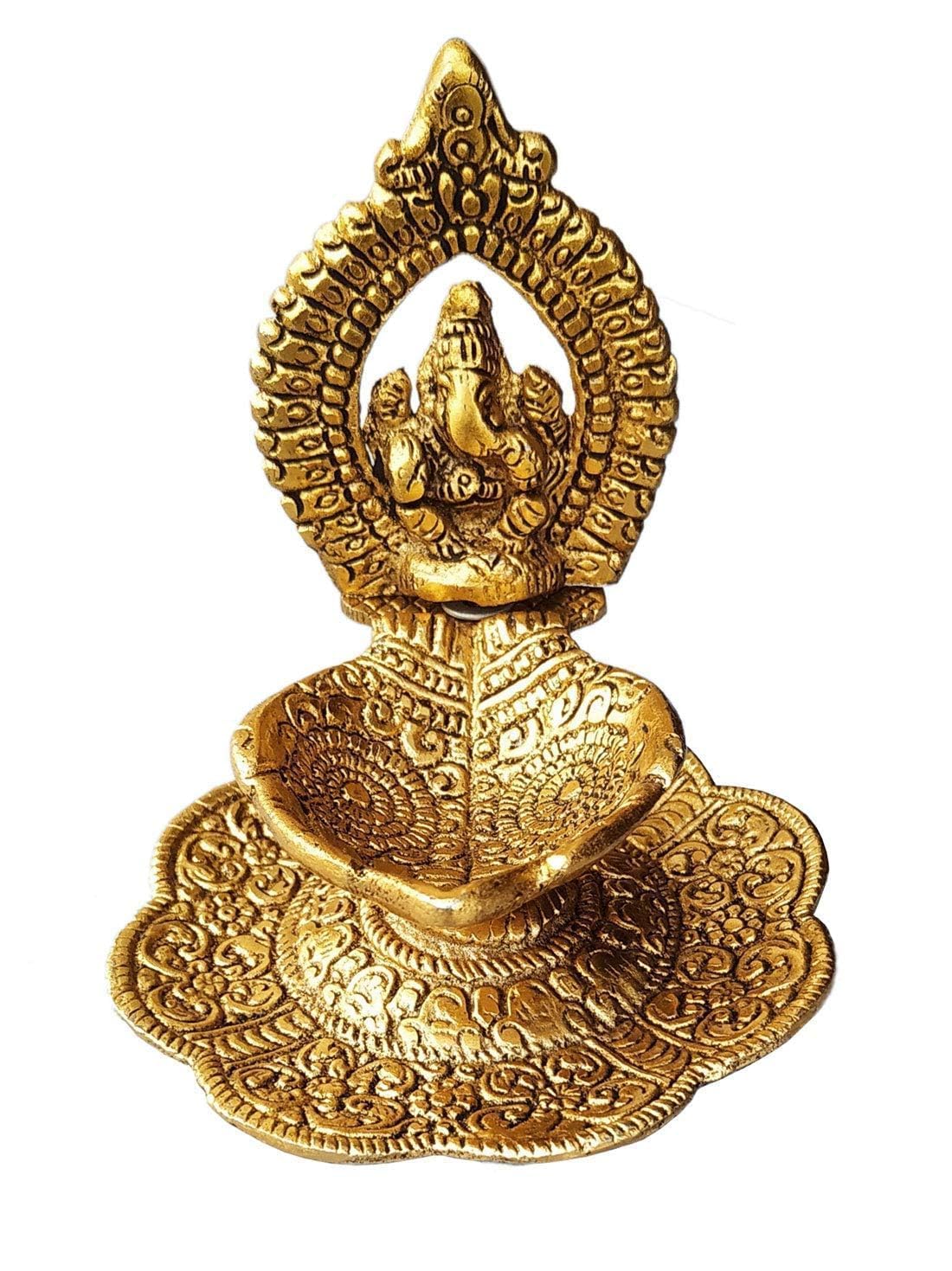Klassic Ganesha Idol Oil Lamp Diya|Diwali Diya for Puja Diwali Gift Home Temple Articles Decoration Gifts|(Pack of 1,Golden)