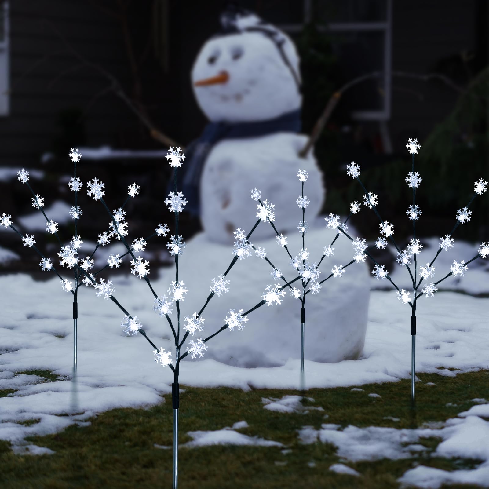 Tailerri Solar Christmas Pathway Lights For Outside  4 Pack Artificial Tree Snowflake Stake Lights  Waterproof Christmas Decorations For Yard Garden Patio Party Winter Decor (Multi-Colored)