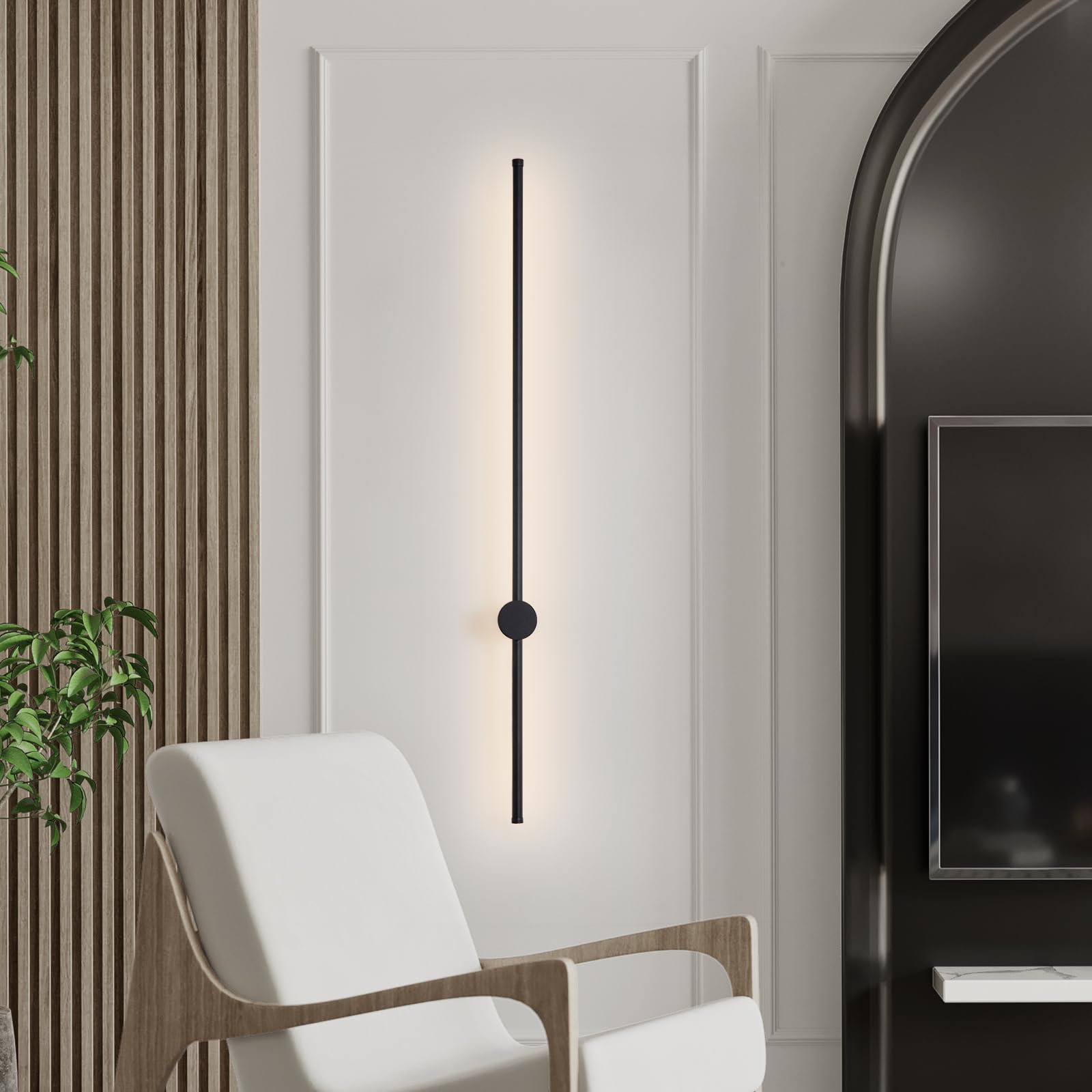 KELUOLY Dimmable Wall Sconce Set of 2, 39.37" LED, Adjustable Brightness, Black, Model RYDCT-HS100, Ideal for Living Room