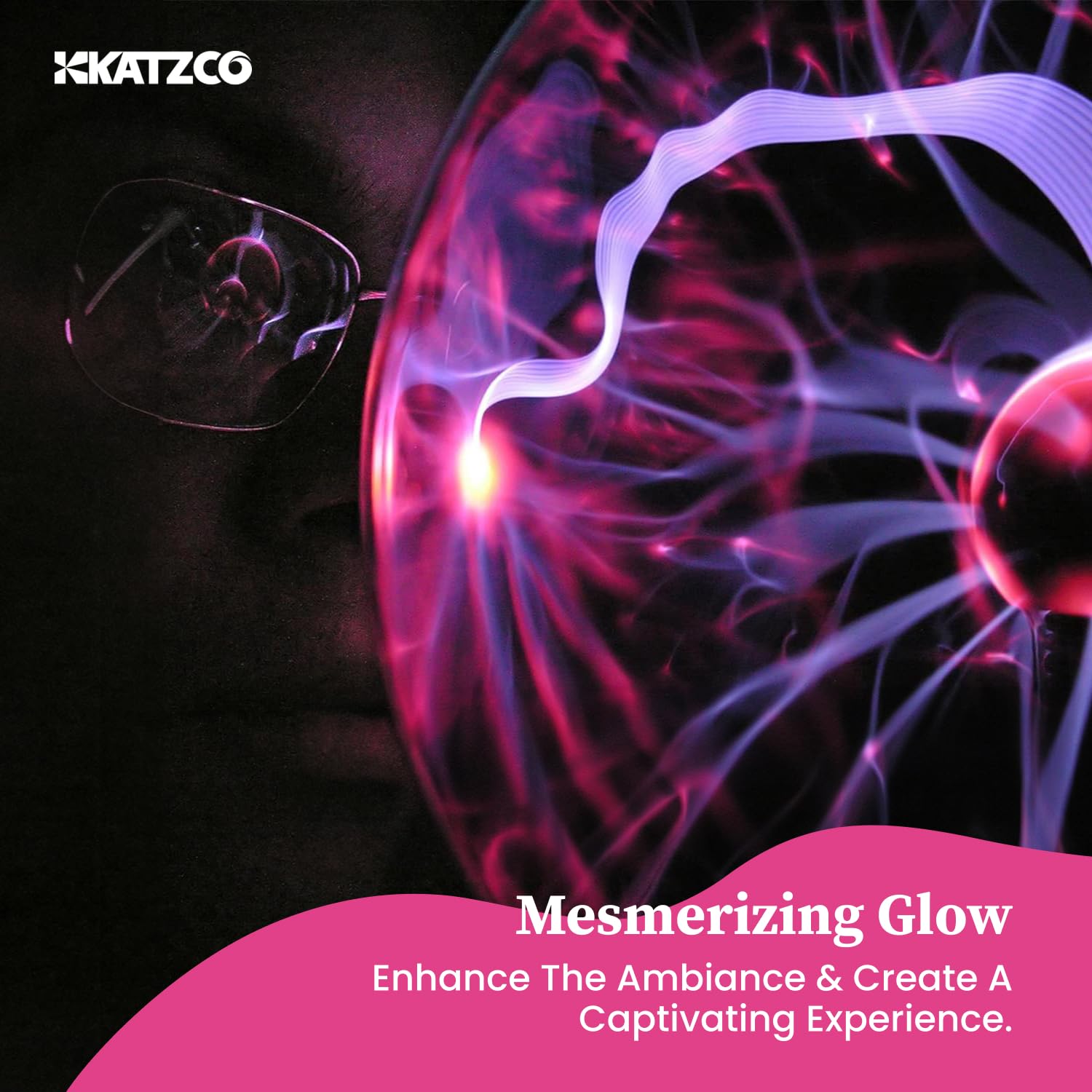 Katzco 7 Inch Plasma Ball Lamp - Touch and Sound Sensitive Electric Globe with Lightning Effects - Plug-in Energy Ball for Parti