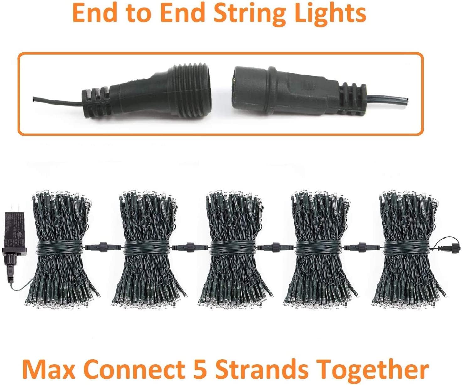 Purple And Orange Halloween Lights 2Pack 164Ft 400 Led Extendable Waterproof 8 Modes, Bright Indoor/Outdoor String Lights, Hallo