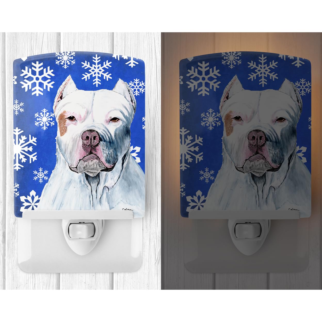 Carolines Treasures Ceramic Night Light, Pit Bull Design, UL-Certified, 6x4x3in, Multicolor, Model SC9381CNL
