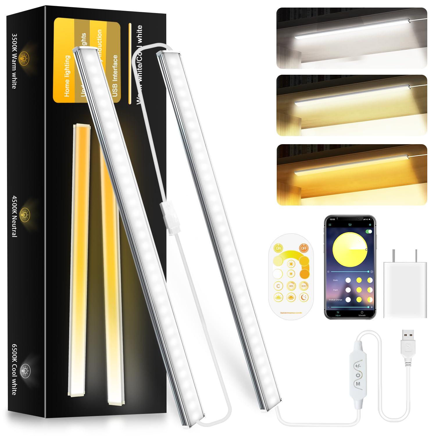 CZYJPRL Under Cabinet Lighting, 12 Inch Ultra Thin Under Cabinet Lights Plug in, Super Bright Under Counter Lights,Dimmable Ligh