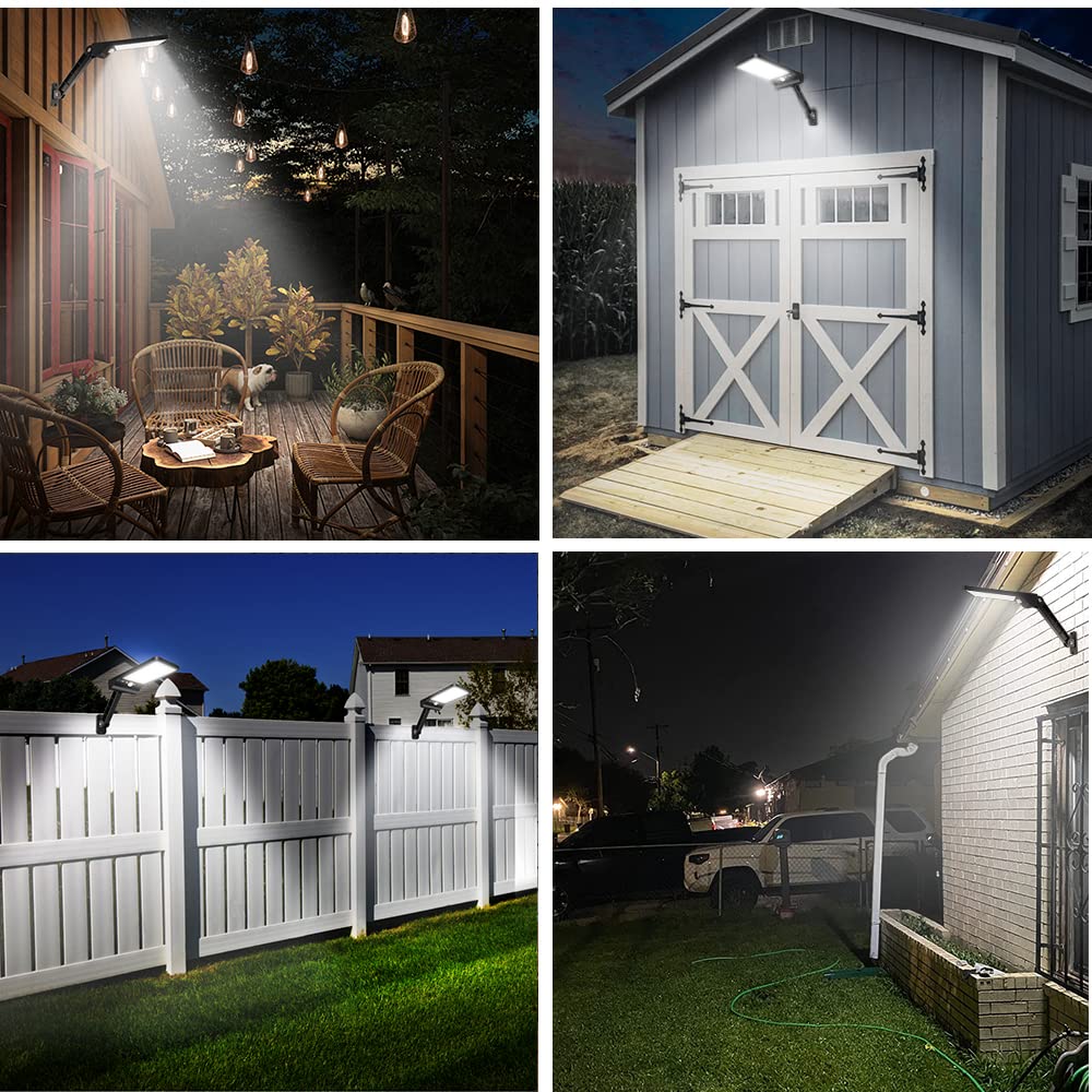Aqonsie Solar Lights Outdoor, 56 LED, Motion Sensor, 3 Lighting Modes, 1 Pack, Black - Model 01, ABS Material