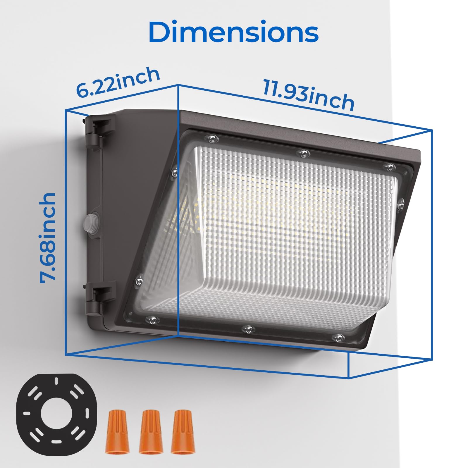 CINOTON LED Wall Pack Light 120W with Dusk-to-Dawn Sensor, 16000LM, IP65 Waterproof, Brown, Model: Wall Lights-Sensor-120W