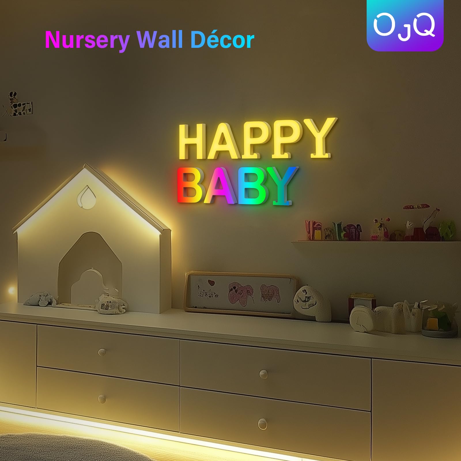 OJQ Light Up Letters - Marquee Wall Decor, 6.17in x 5.9in x 1in, Multicolor, Model A1, Ideal for Christmas & Birthday Gifts