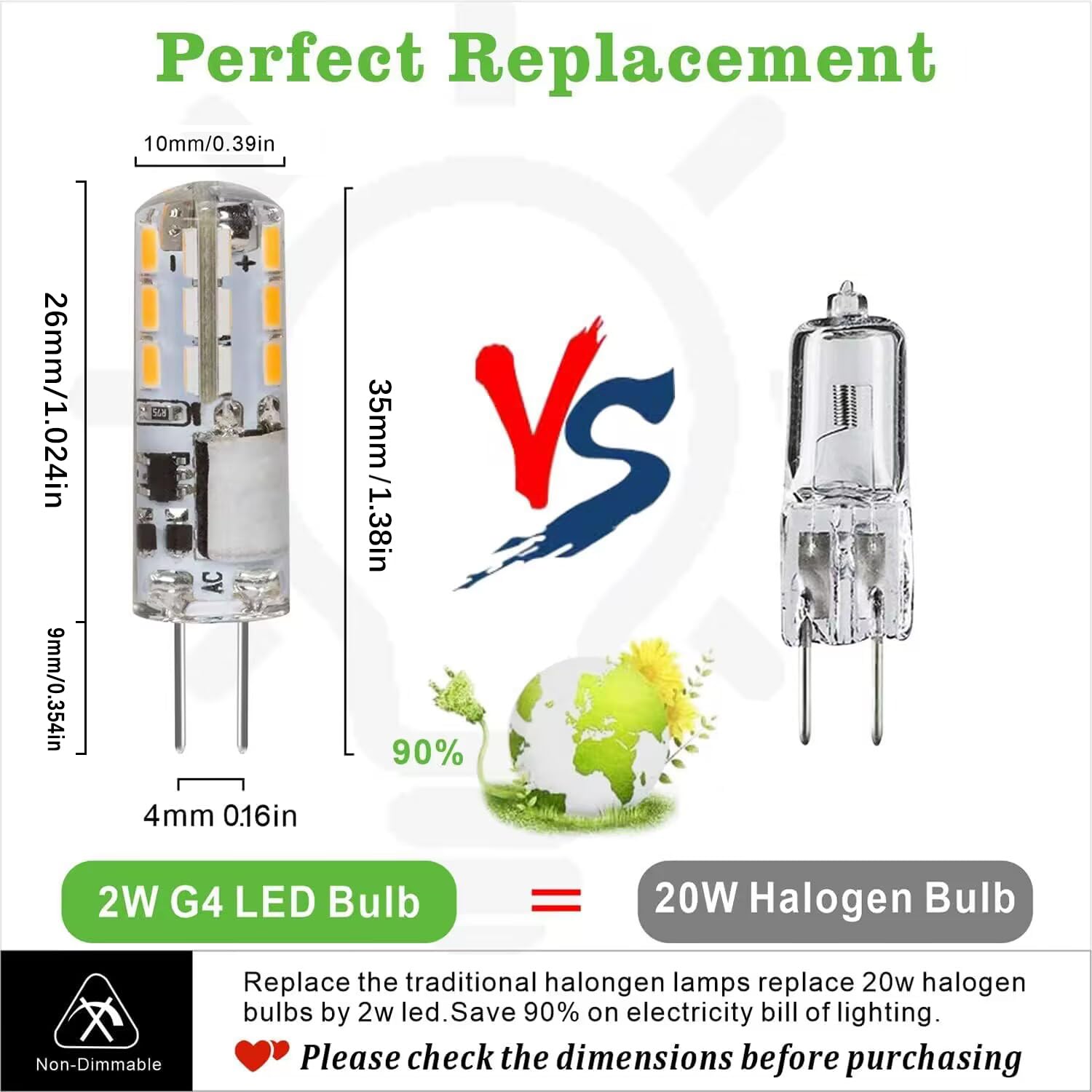 Aimeoko G4 Led Bulb 12V (Ac/Dc) 2W - Warm White 2700K, Non-Dimmable, Bi Pin Base, 10-Pack - Replace 10W-20W Halogen Bulbs For Ho