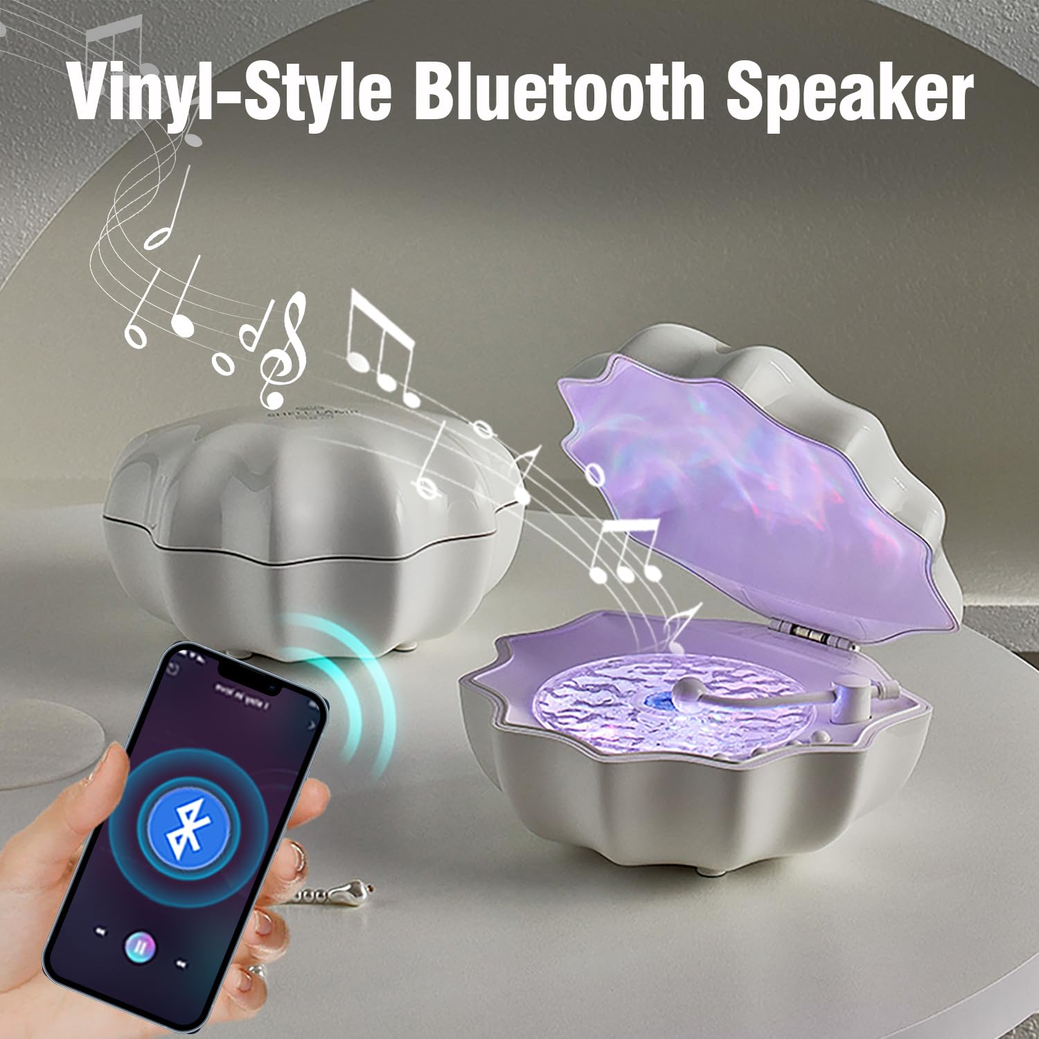 PILIPALASTAR Northern Lights Projector with Bluetooth Speaker, White Noise, White, Model Z6 for Bedroom Decor and Relaxation