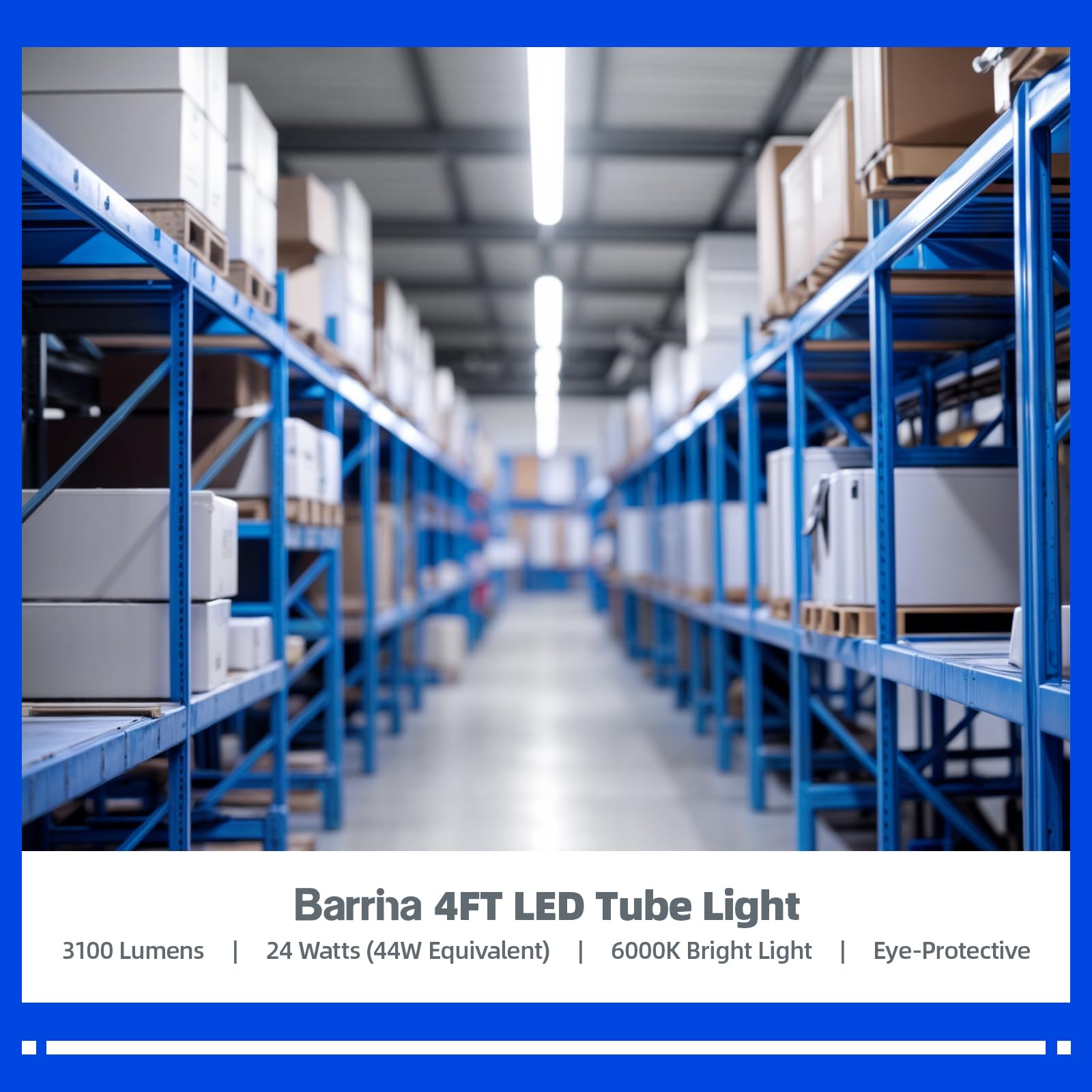 Barrina T8 Led Bulbs 4 Foot, Fluorescent Light Bulbs Replacement, 24W, 3200Lm, 6000K Bright Light Ballast Bypass, Dual-End Power
