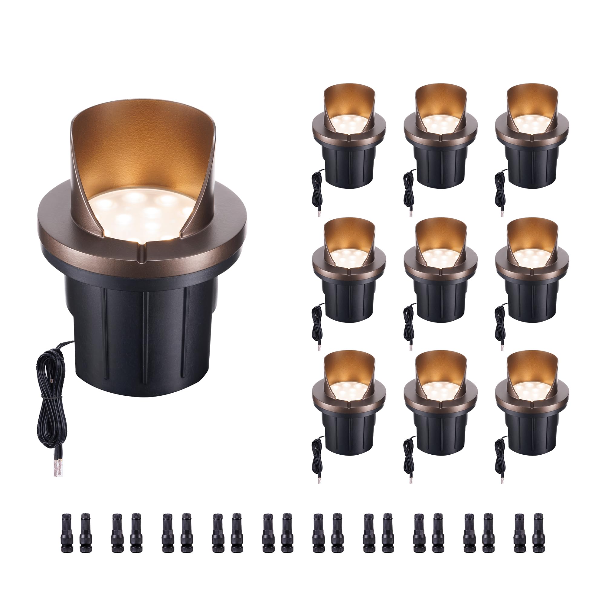 Varmtalys Low Voltage Well Lights LED, 12V in-Grade Landscape Lights, Outdoor IP67 Waterproof, 6'' Wired Shielded Top Aluminum O