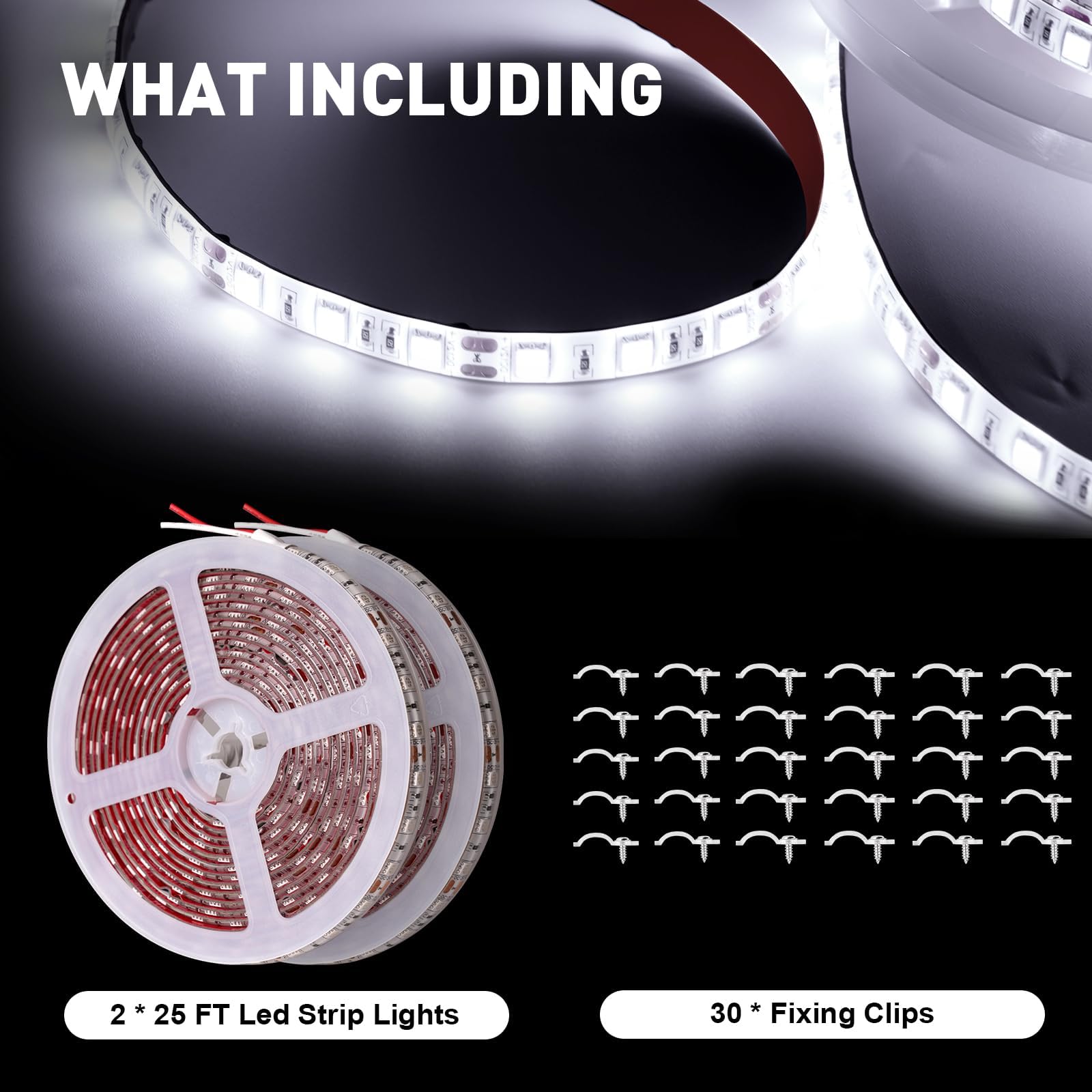 JUIOHAKY Marine LED Strip Lights 12V Waterproof for Boats, 50ft White, Model SPBNL001
