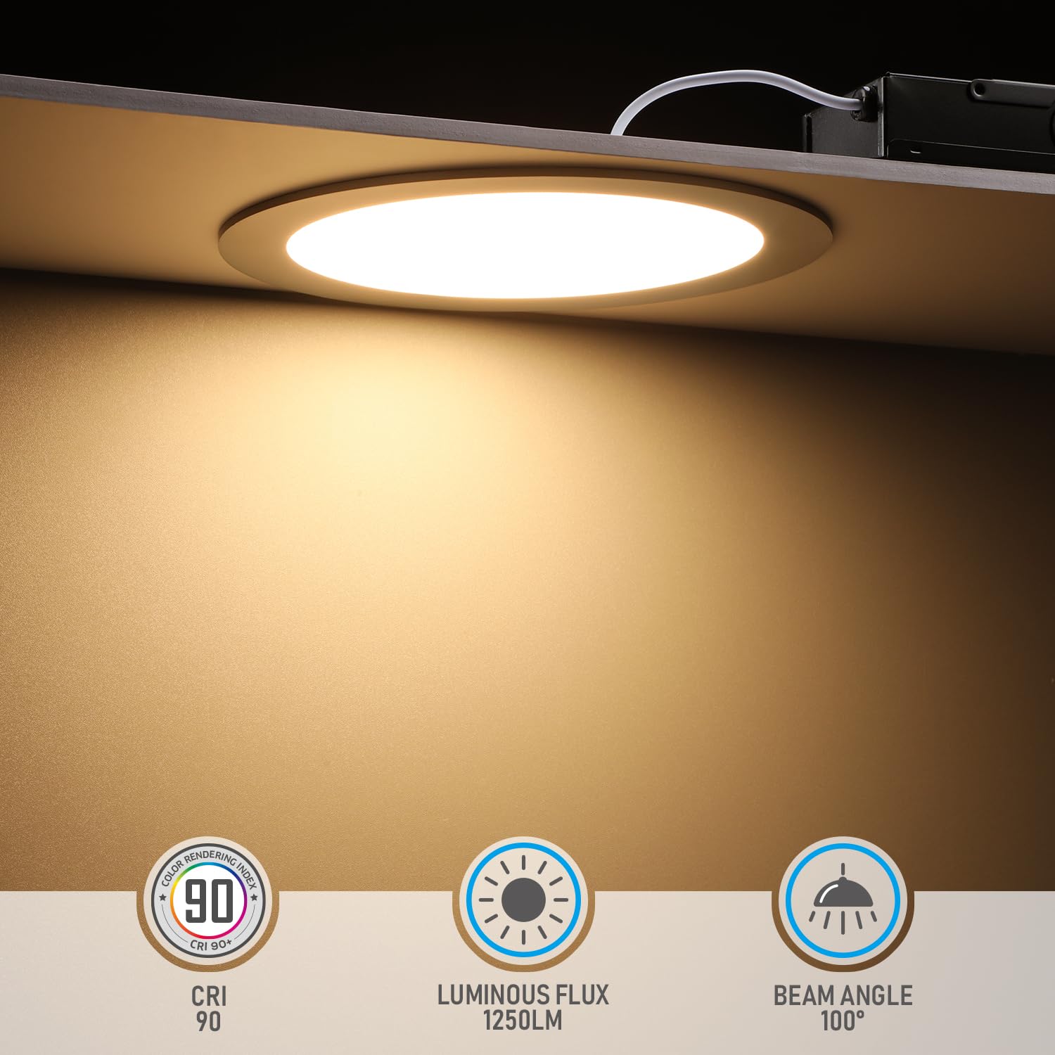 TORCHSTAR E-Lite Series 8 Inch Slim Recessed Lighting, 18W LED, Dimmable, Satin Nickel, Soft White 2700K, Model 56037, Pack