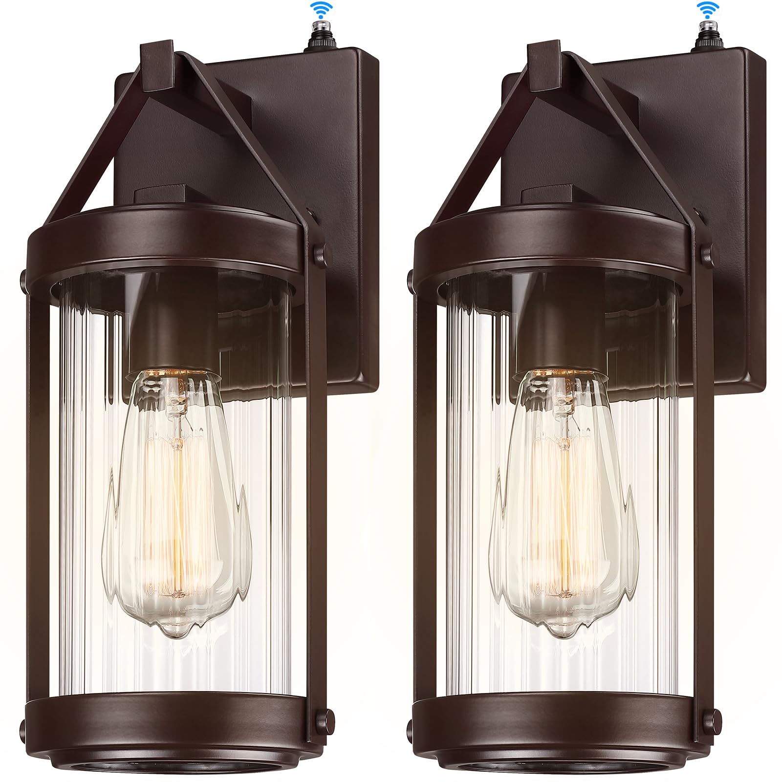 LONEDRUID 2 Pack Dusk to Dawn Sensor Outdoor Wall Sconce Lighting Waterproof Exterior Porch Lantern Rustic Outside Garage Light 