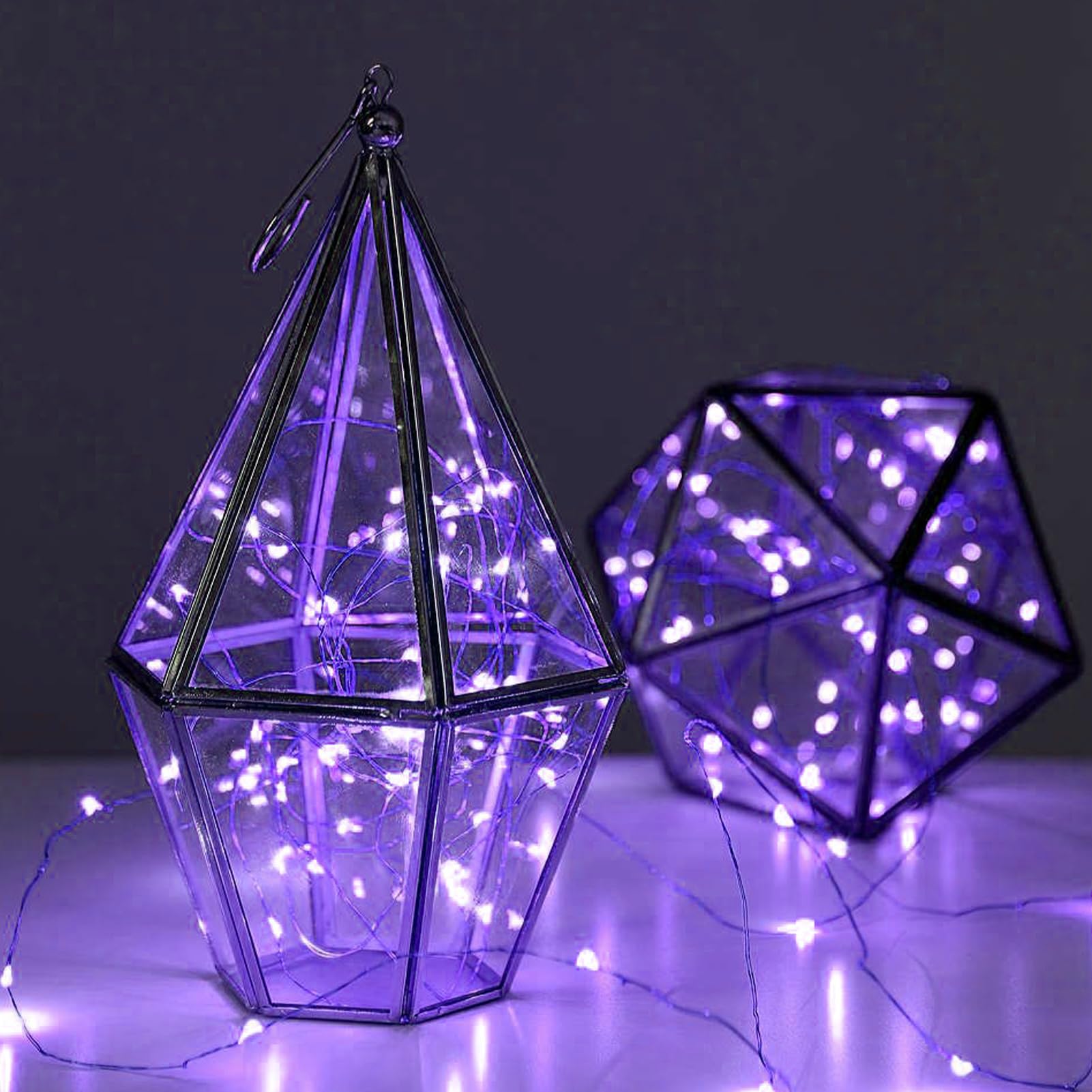CAMANTU Fairy Lights 12 Pack, 7FT, 20LED, Battery Operated, Waterproof, Silver Wire, Purple for Mason Jar, Bedroom, Party, Wedding Decor