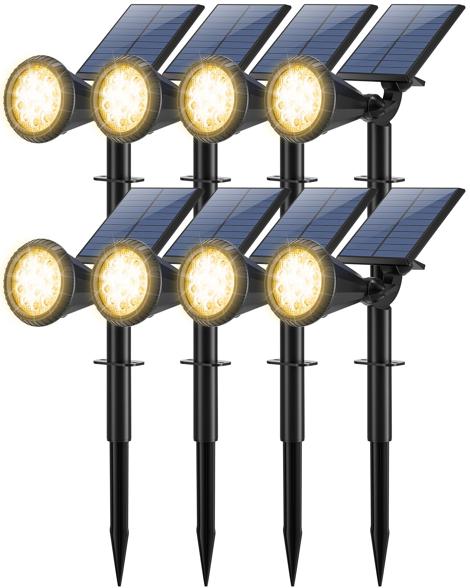 Tadyreal 8 Pack Solar Spot Lights Outdoor Waterproof 180 Adjustable Solar Powered Landscape Lights for Yard, Garden, Pathway, Po