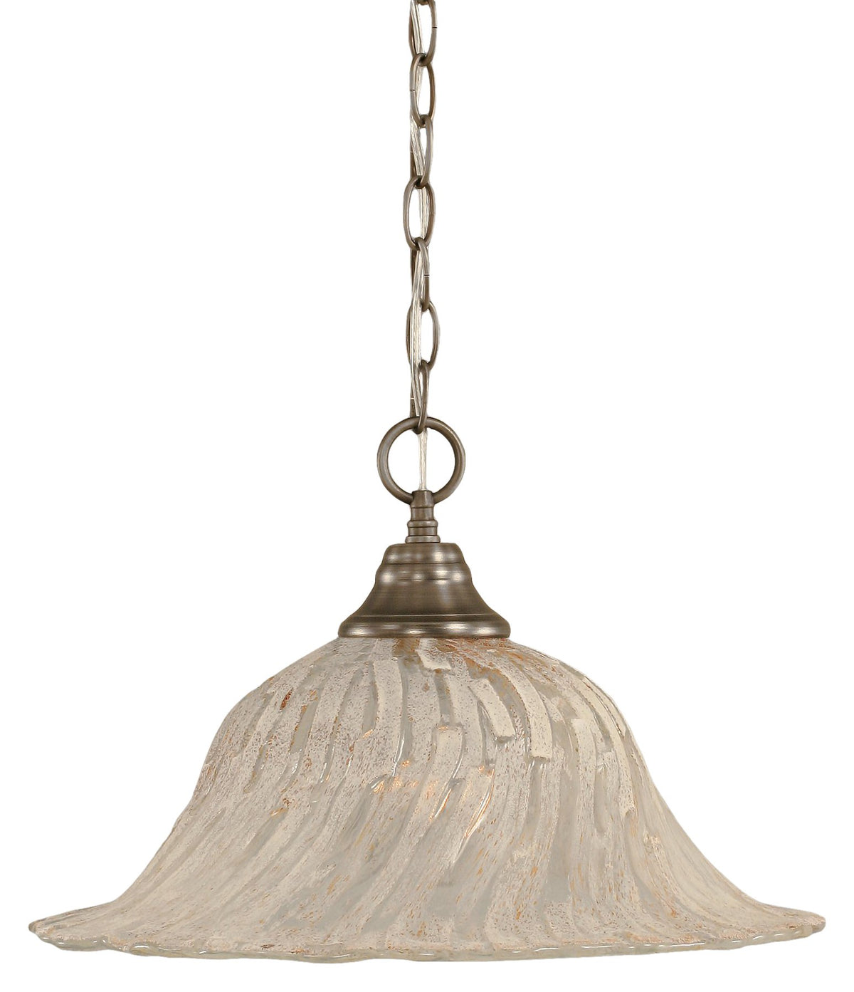 Toltec Lighting 10-Bn-419 Chain Hung Pendant With 17&quot; Italian Ice Glass, Brushed Nickel Finish