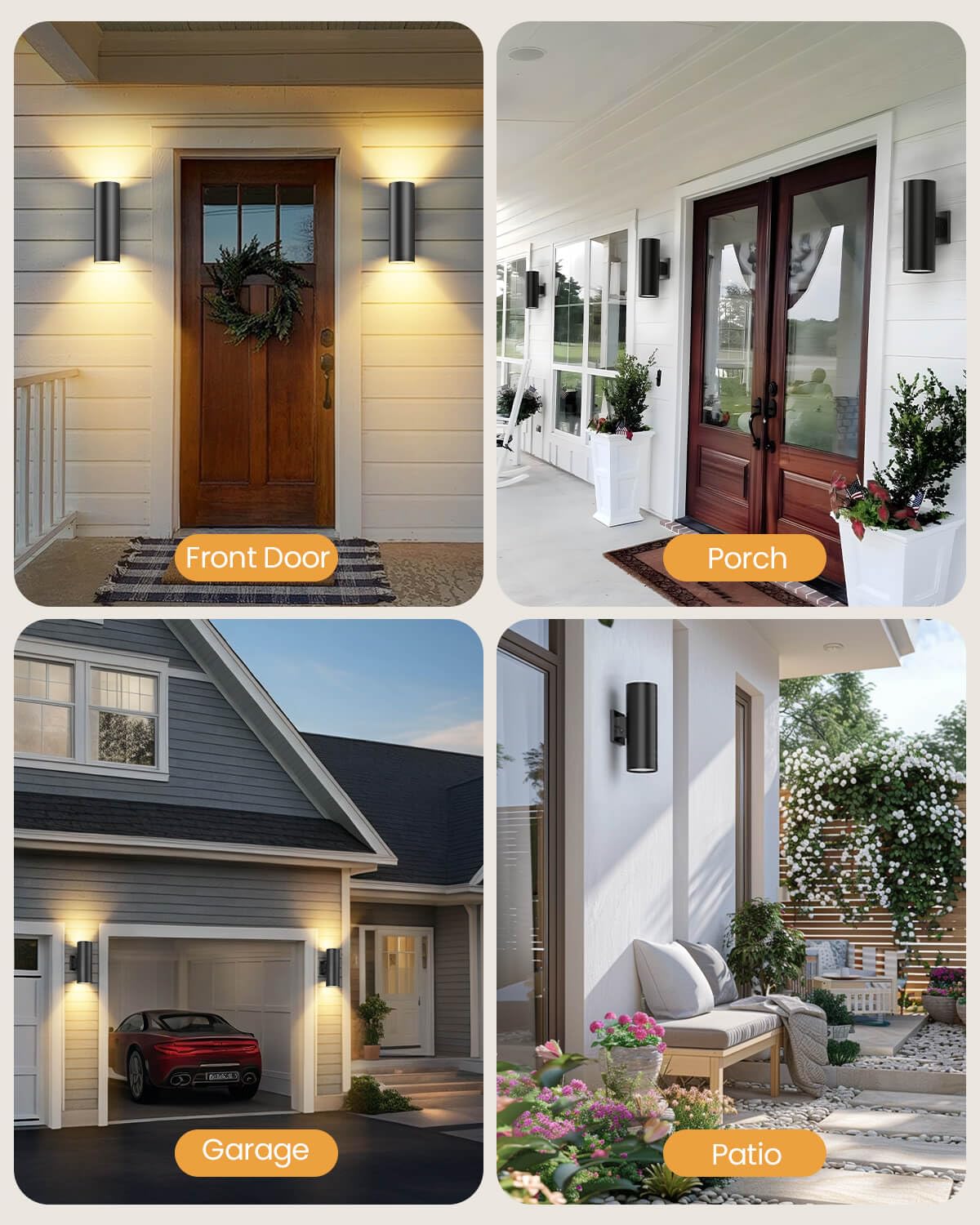 Shimr Dusk To Dawn Outdoor Lighting 2 Pack  Modern Exterior Light Fixture Wall Mount Etl Listed  Aluminum Waterproof Black Up And Down Outside Lights For House Porch Garage  Led Bulbs Include