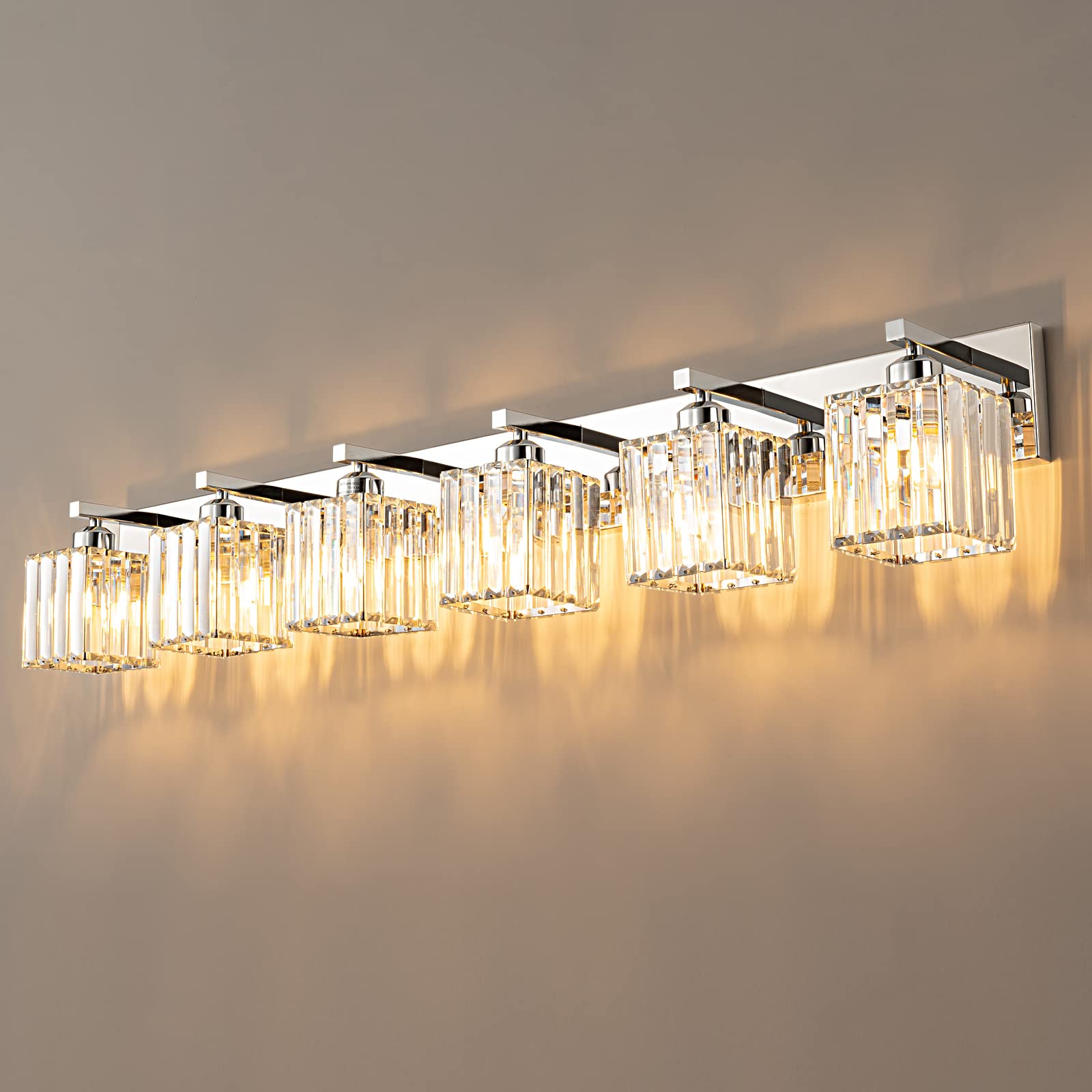 FDPBY 6-Light Chrome Metal Bathroom Vanity Light Fixture JW-002