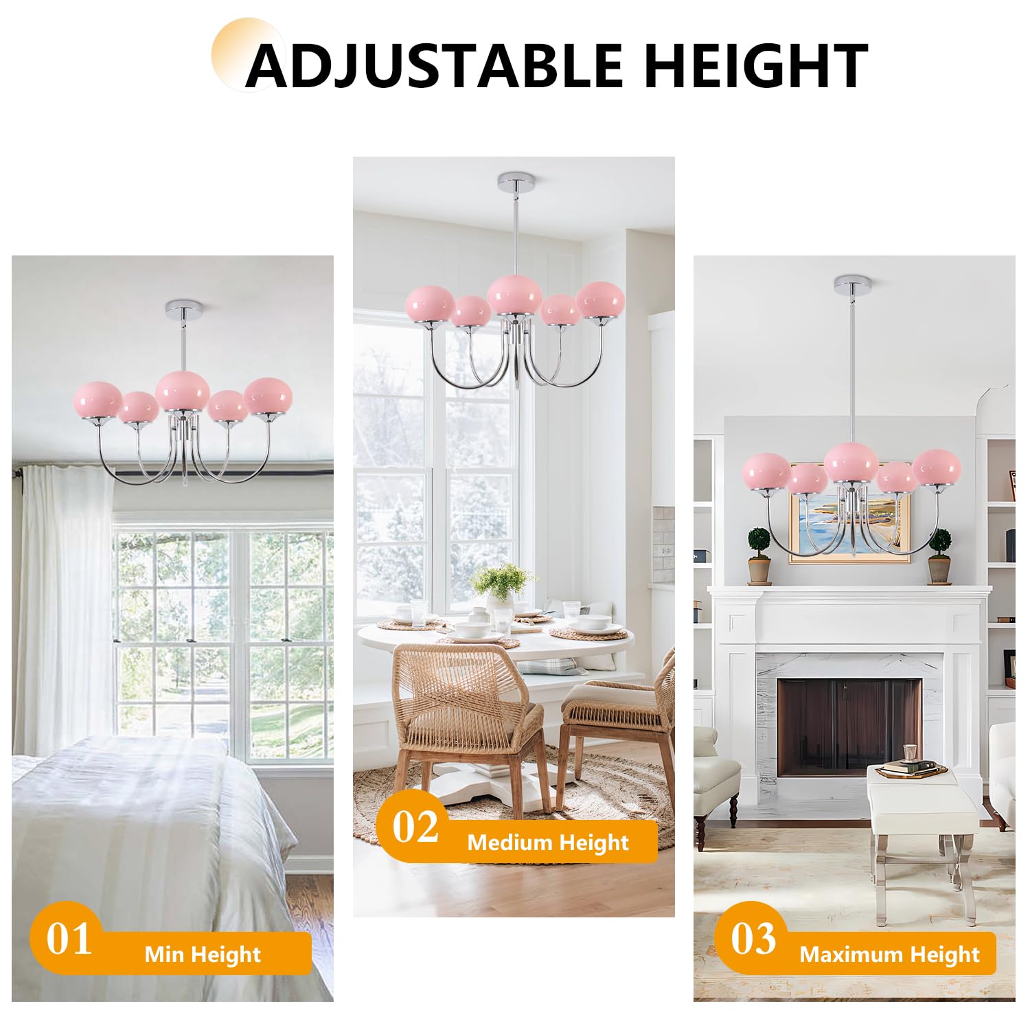 Bokt Mid Century Modern 5 Light Glass Globe Chandelier Sputnik Chandelier Nordic Vintage Pink Dining Room Sputnik Pendant Lights Kitchen Island Dining Room Chrome Ball Chandelier