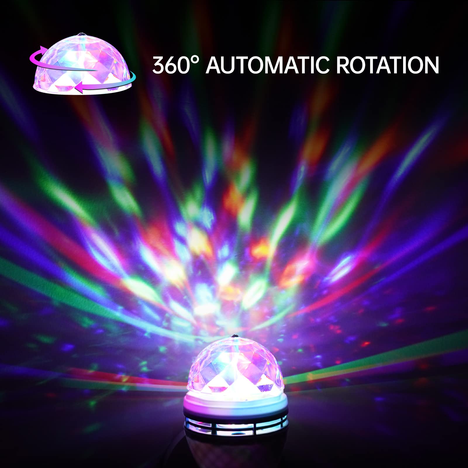 HARBOLLE RGB Color Rotating LED Bulbs - 2 Pack, E26/E27, Multi for Parties & Photography