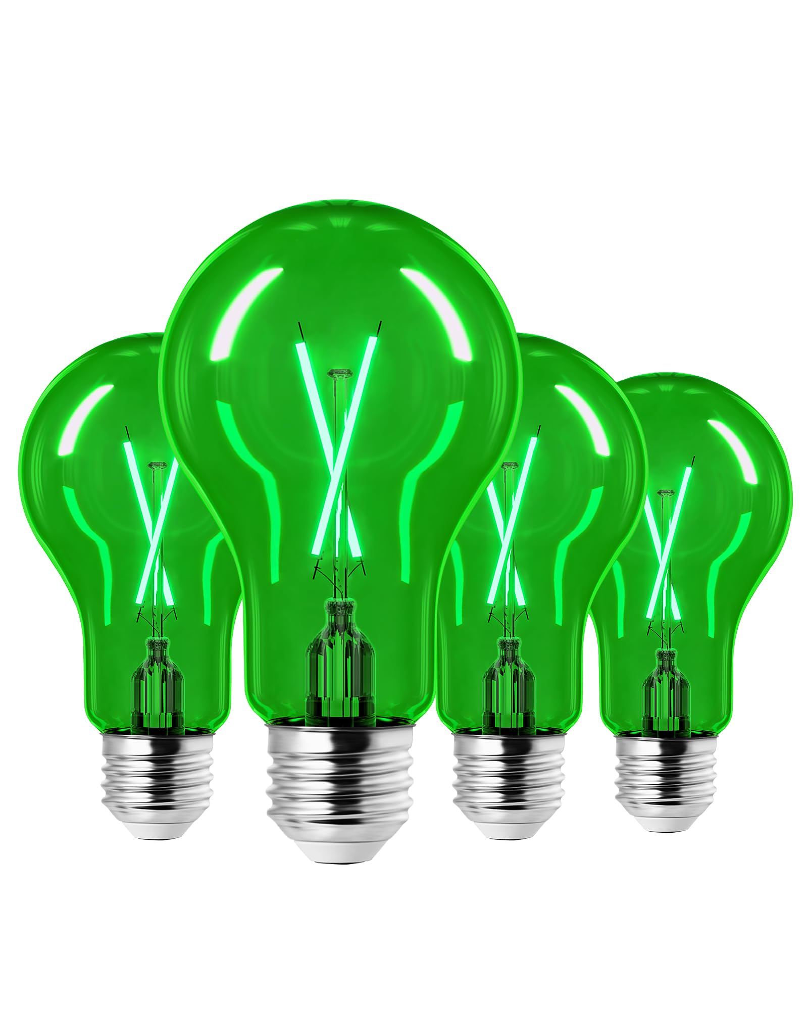 EDISHINE 8W A19 Dimmable LED Light Bulb, Green, E26 Base, UL Listed, 4 Pack, Model HDCF19G