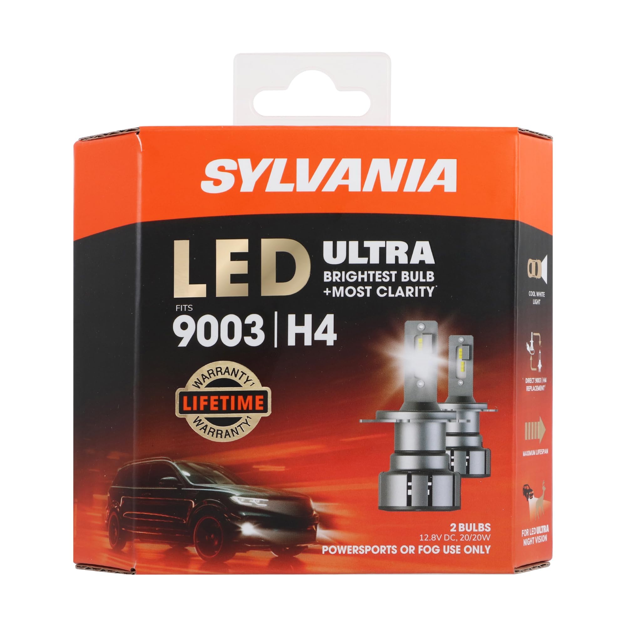 SYLVANIA 9003 LED Fog Light Bulbs - 6000k Cool White - No Polarity - Off Road Upgrade for Cars and Trucks