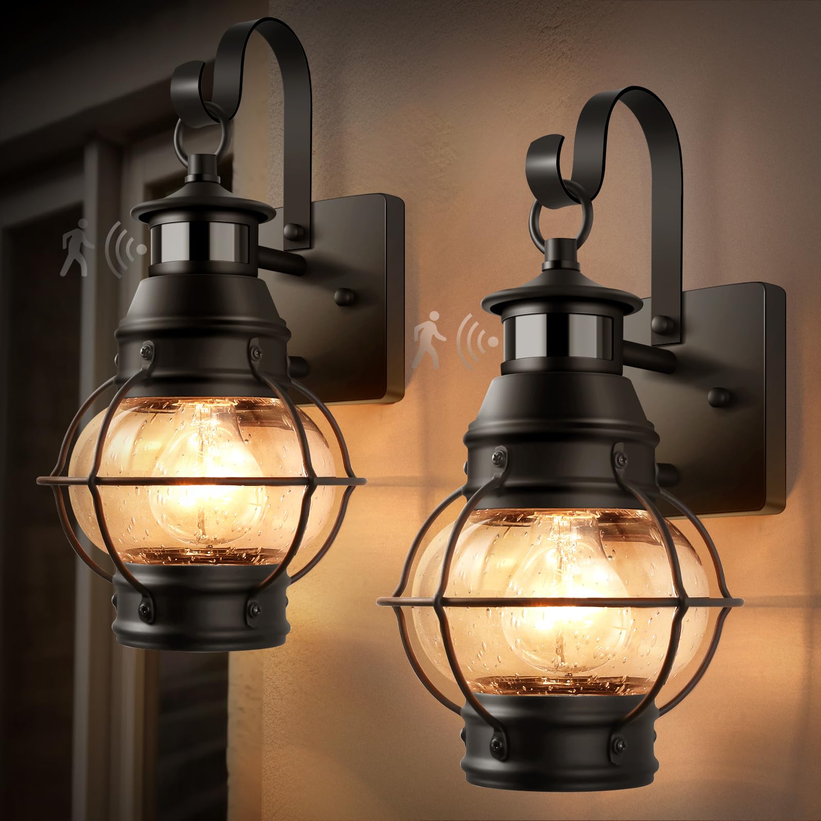 Lamomo 2 Packs Motion Sensor Outdoor Porch Light for House,Outdoor Wall Light Fixtures Wall Mount, Waterproof Exterior Light for