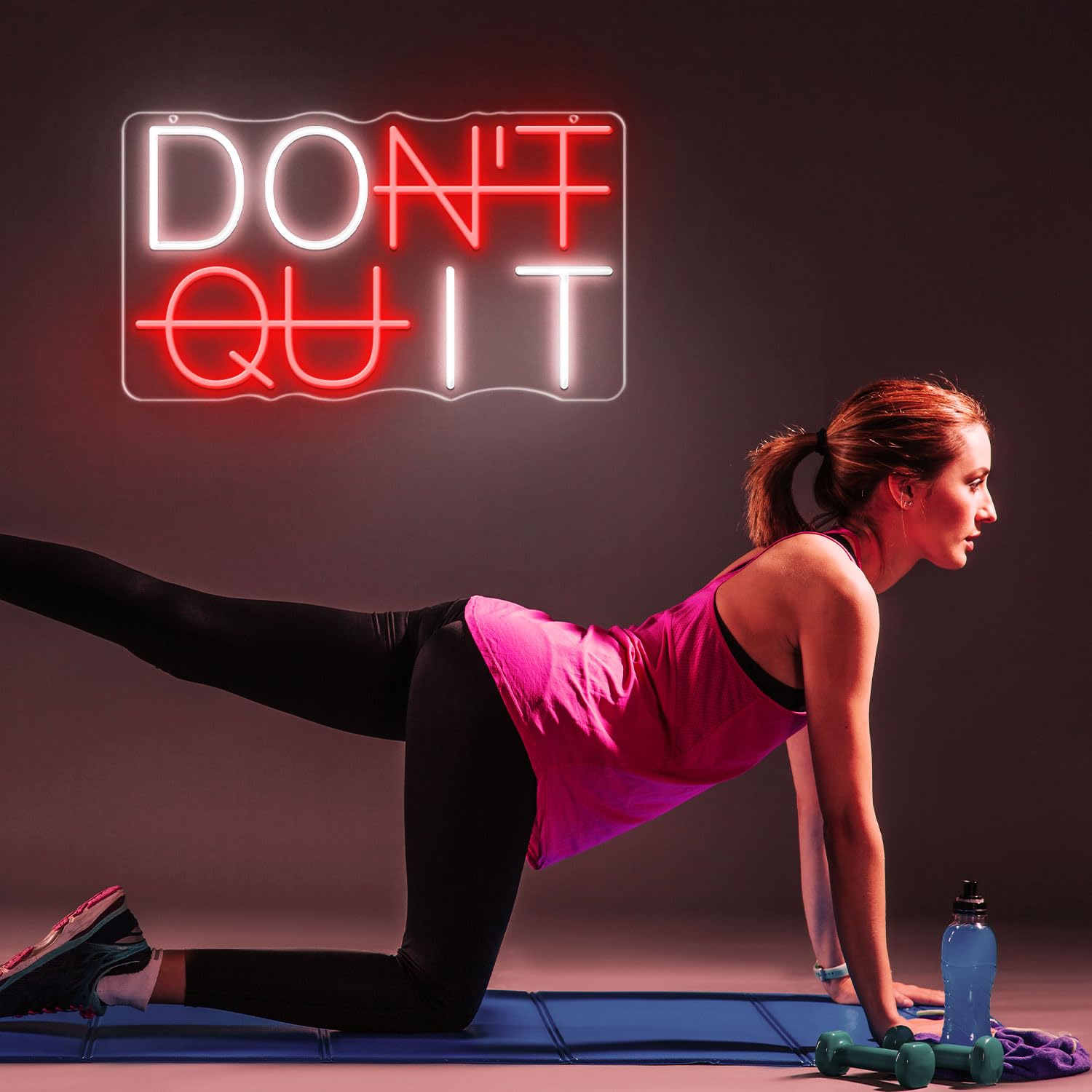 HAJAE LED Neon Sign - DONT QUIT Wall Decor, Dimmable USB Powered, Acrylic, Red&White