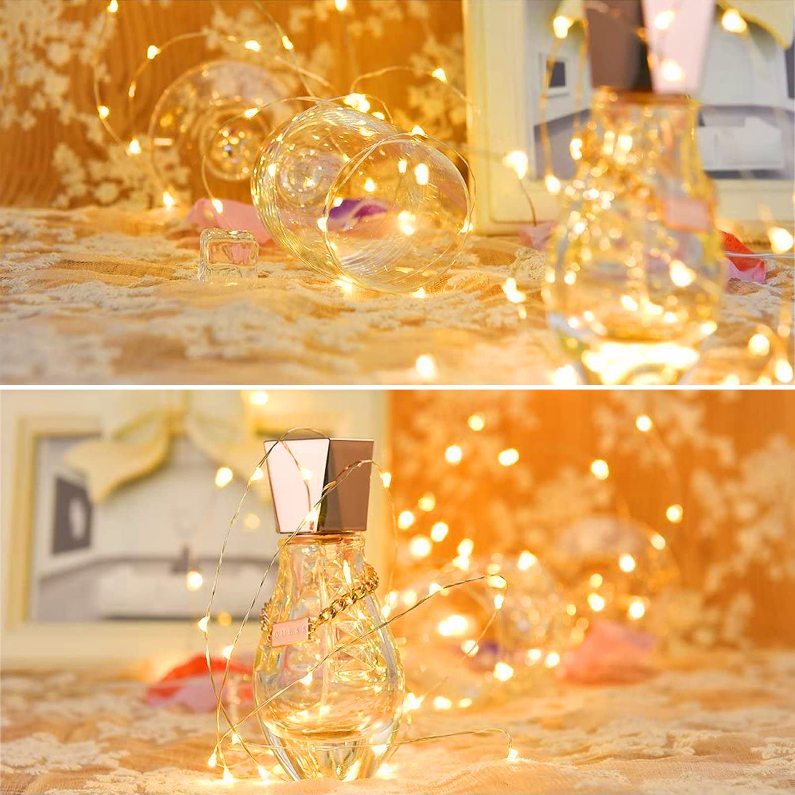 6 Pack Led Fairy Lights Battery Operated With Timer, 13Ft 40Led Waterproof Firefly Lights Silver Wire Mini Twinkle String Lights For Wedding Christmas Birthday Party Mason Jar Decorations, Warm White