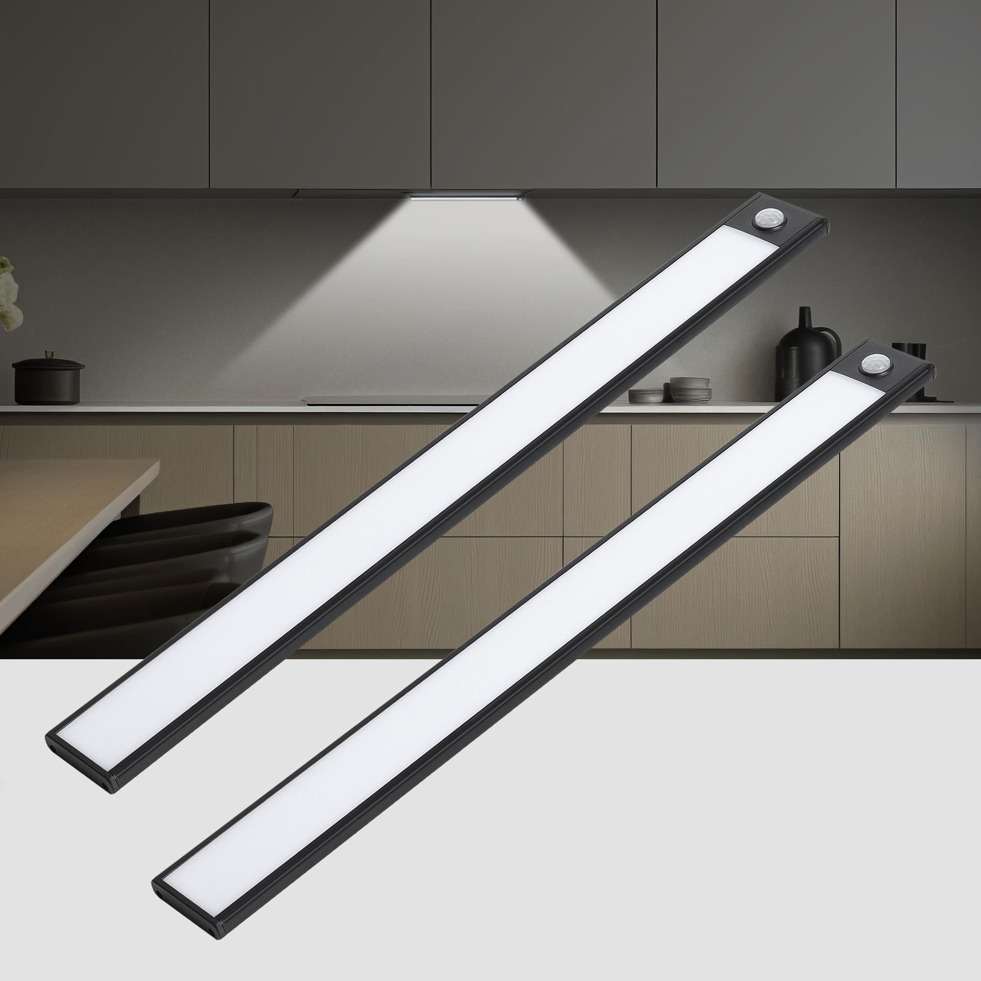 Colijoy Under Cabinet Lights, 69 Led Closet Lights Wireless Usb Charging, 3000Mah Battery Operated Motion Sensor Lighting Indoor 3 Color Dimmable 2 Pack