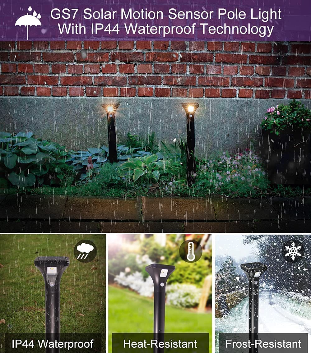 AURAXY Solar Outdoor Lights with Motion Sensor, Waterproof LED Pathway Lights, 4 Pack, Black, Model 739713532545