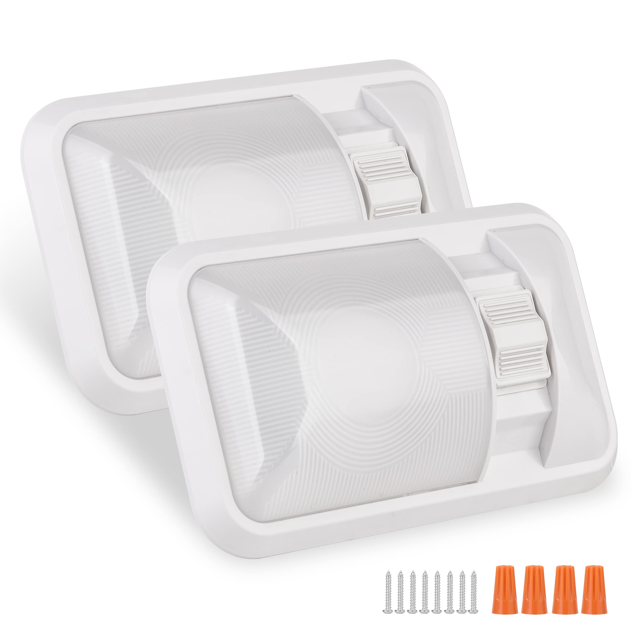 Rvzone 12V Led Rv Ceiling Dome Light Frosted Rv Interior Lighting 500Lm Single Dome Light Fixture For Rv Trailer Camper Truck Van Boat (Natural White 4000-4500K)