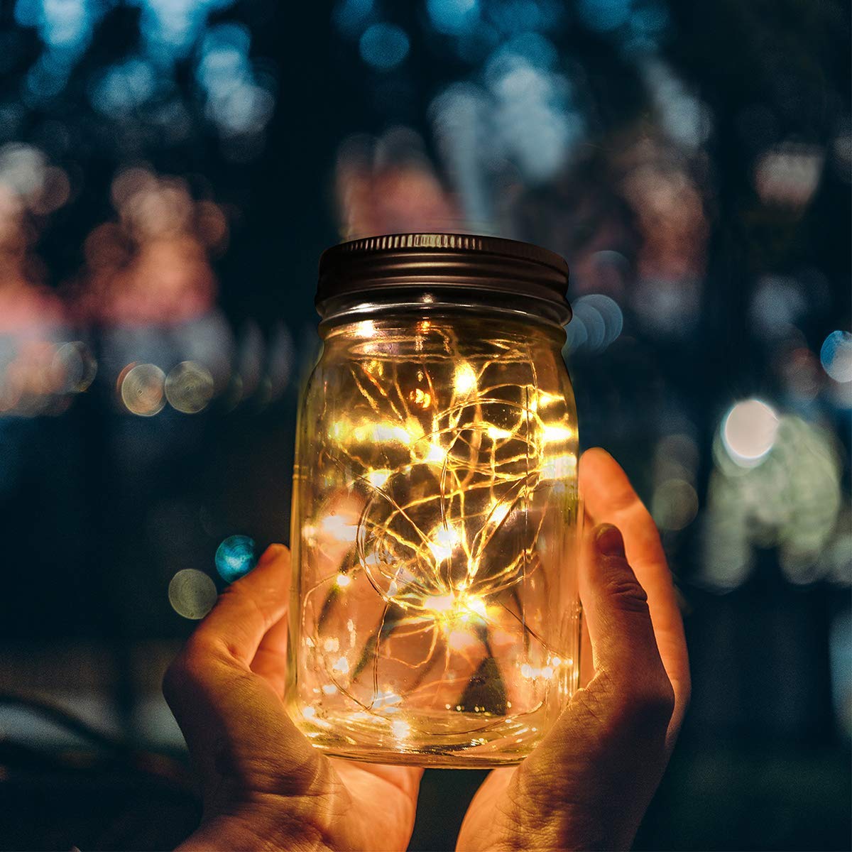 Urvoix Solar Mason Jar Lights - 8 Pack 30 Led Solar Fairy Lights Outdoor, Waterproof Mason Jar Lids Lights Solar Powered String Lights With Hangers(No Jars) For Garden Patio Lantern Decor