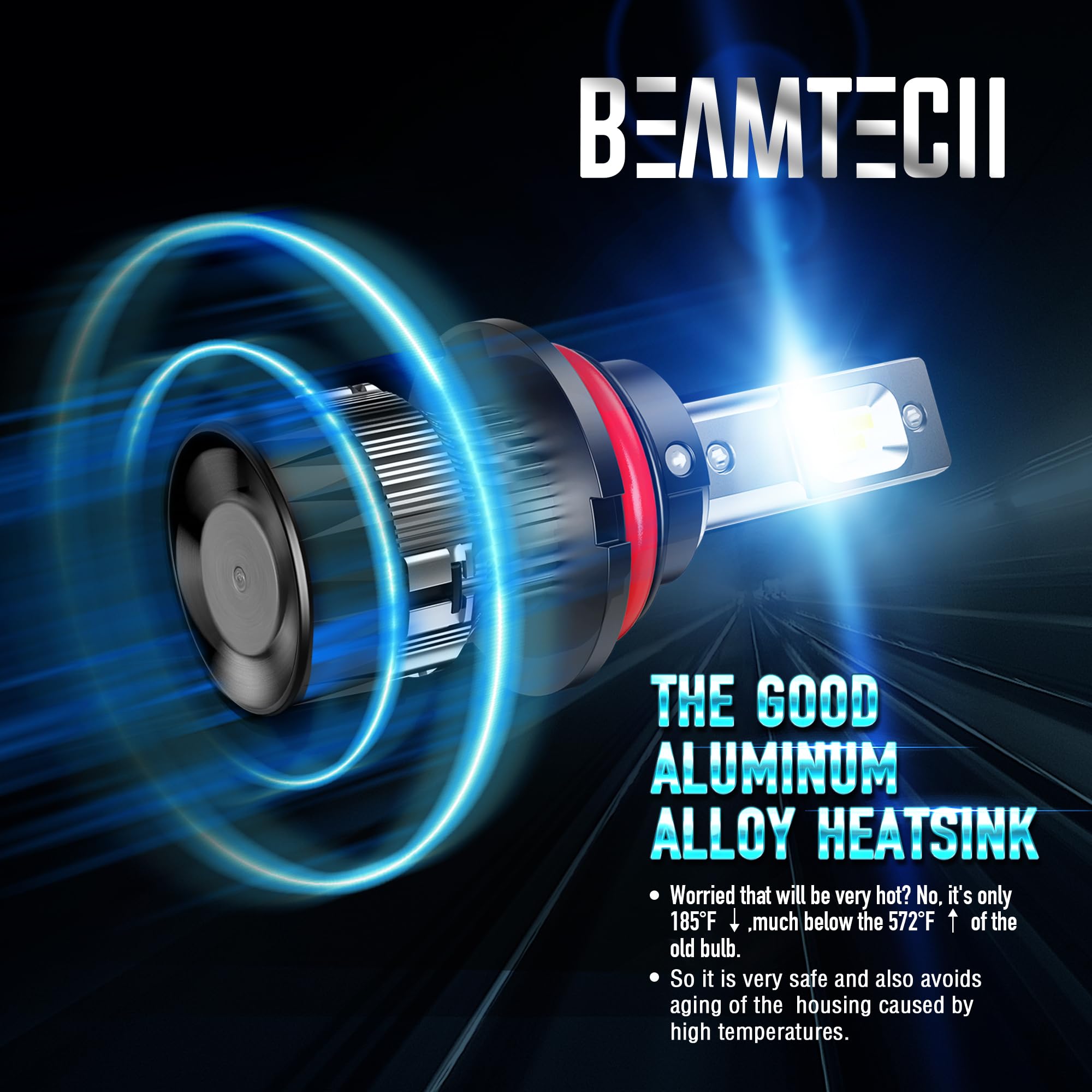BEAMTECH HB5 Fog Light Bulbs, 6500K, Aluminum, Compatible with 90-07 ATV/UTV, Size 9007