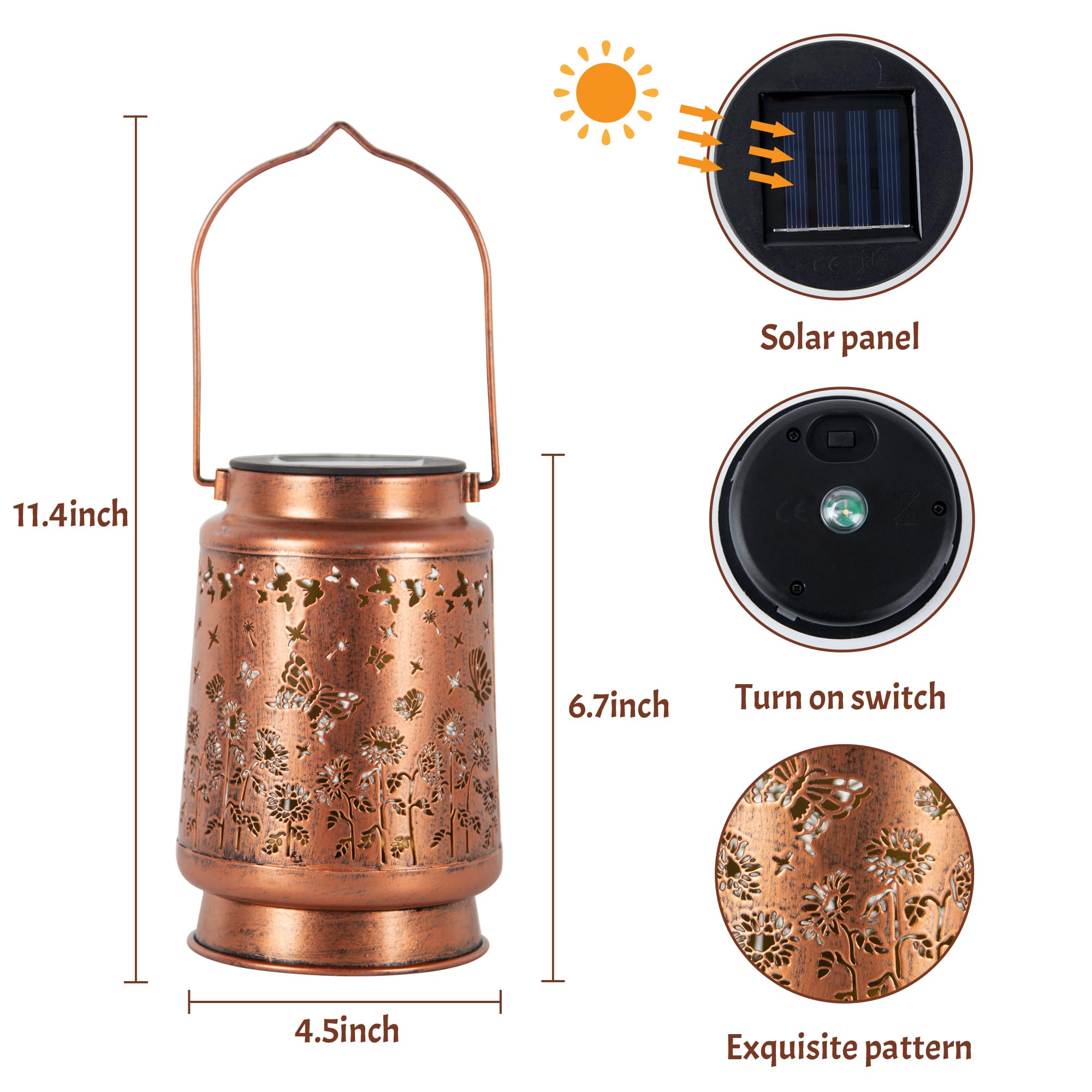 Anytalk Butterfly Solar Lantern Lights, Outdoor Solar Lanterns Garden Decor, Hanging Solar Lantern For Backyard Porch Patio Tabl