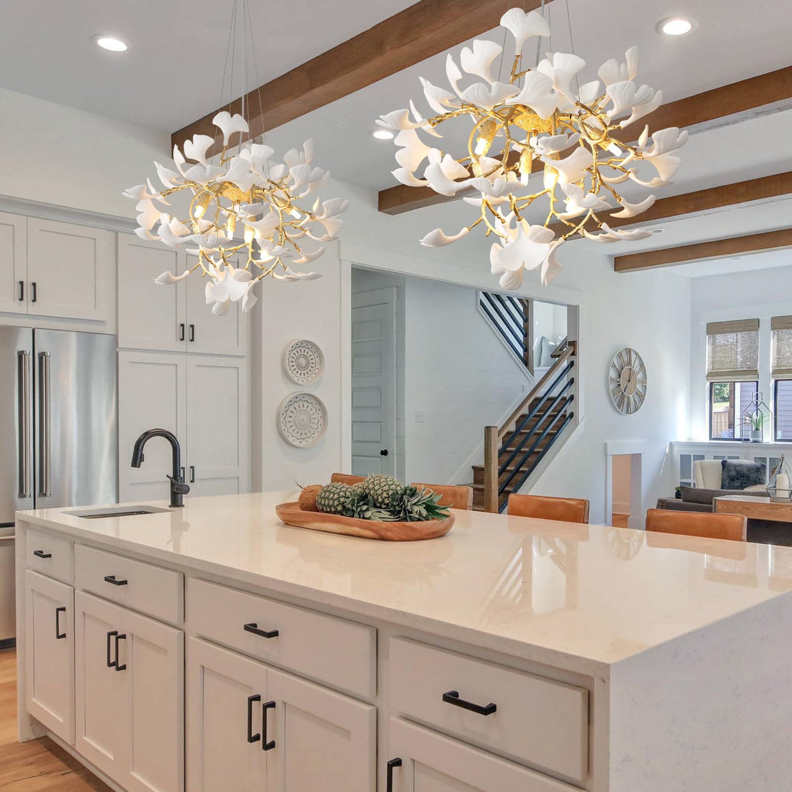 Plsintly Gold Tree Branches Chandelier, 23.6in Round, Aluminum, Modern Sputnik Design, Ideal for Dining Room, Kitchen, Foyer, Bathroom, Bedroom