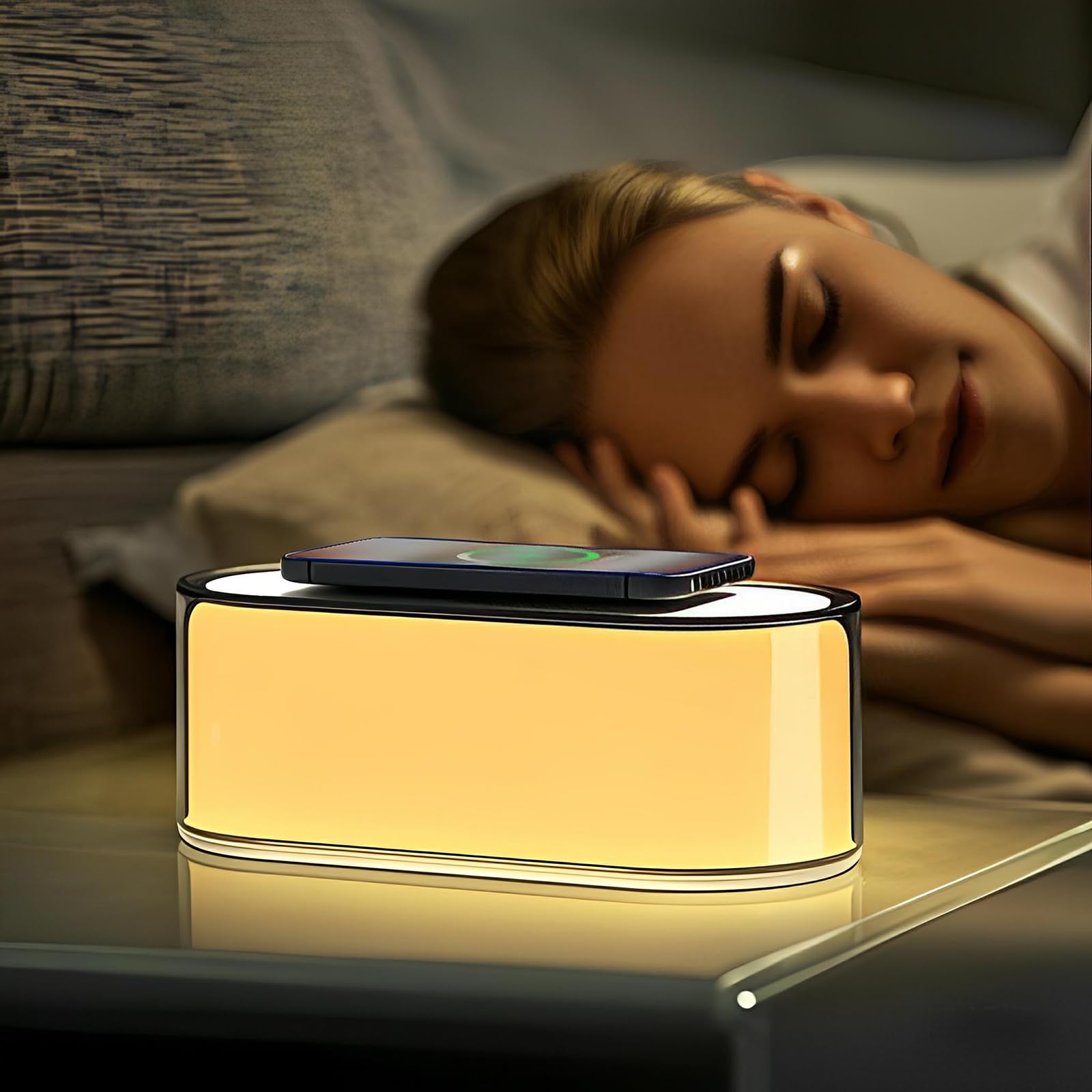 Wireless Pd 15W Charging Table Bedside Lamp Desk Nightstand Touch Adjustable Led Nursery Night Light 4 Level Natural Lights& Col
