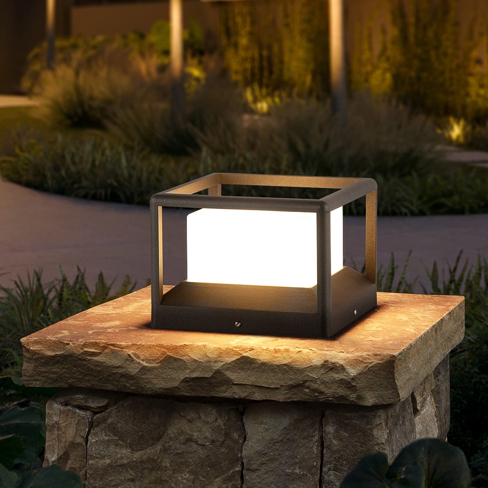 Mvbt Waterproof Outdoor Post Light - Modern 9.1&quot; Cap Lamp For Yard, Deck, Patio, Garden