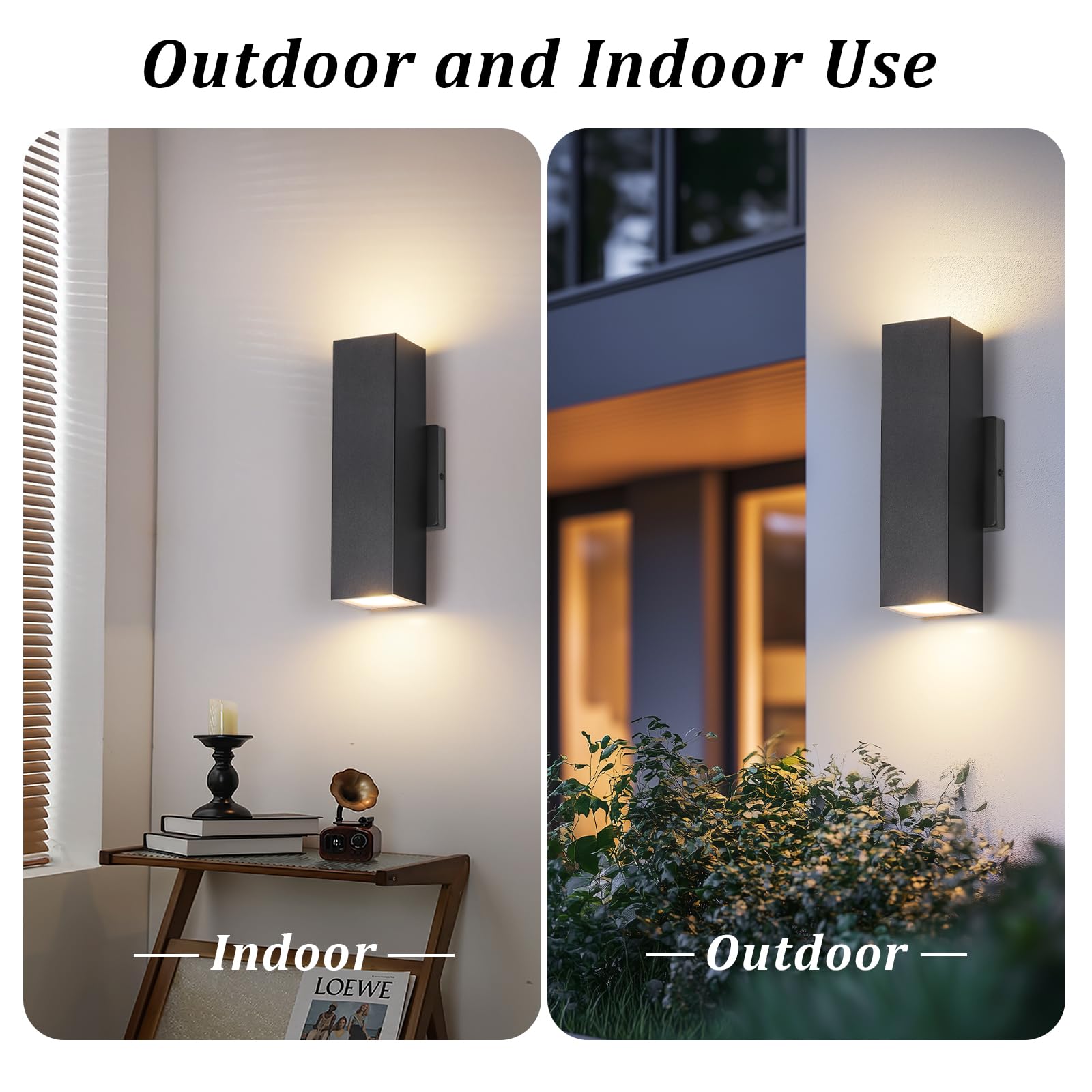 BesLowe 4-Pack LED Outdoor Wall Lights, Modern Black Metal Sconces, Up and Down Lighting for Porch, 13.75" Size, Model B04048L(4PK)