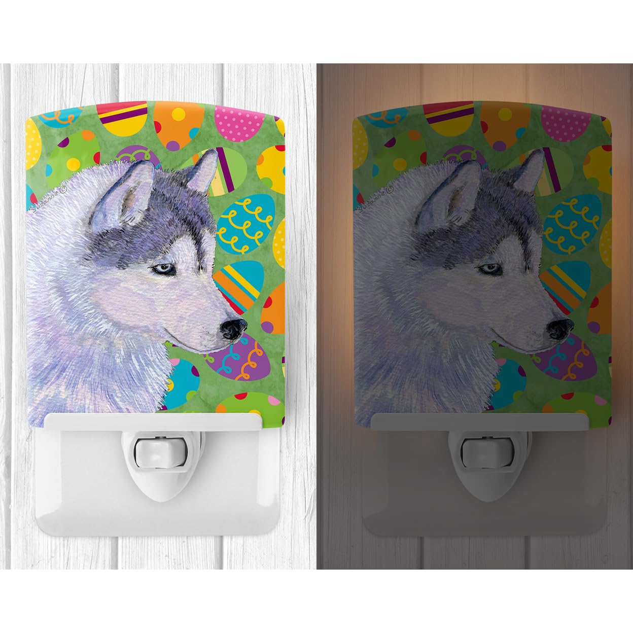 Carolines Treasures Ceramic Night Light, Siberian Husky Design, UL-Certified, 6x4x3 inches, Multicolor, Model SS4809CNL
