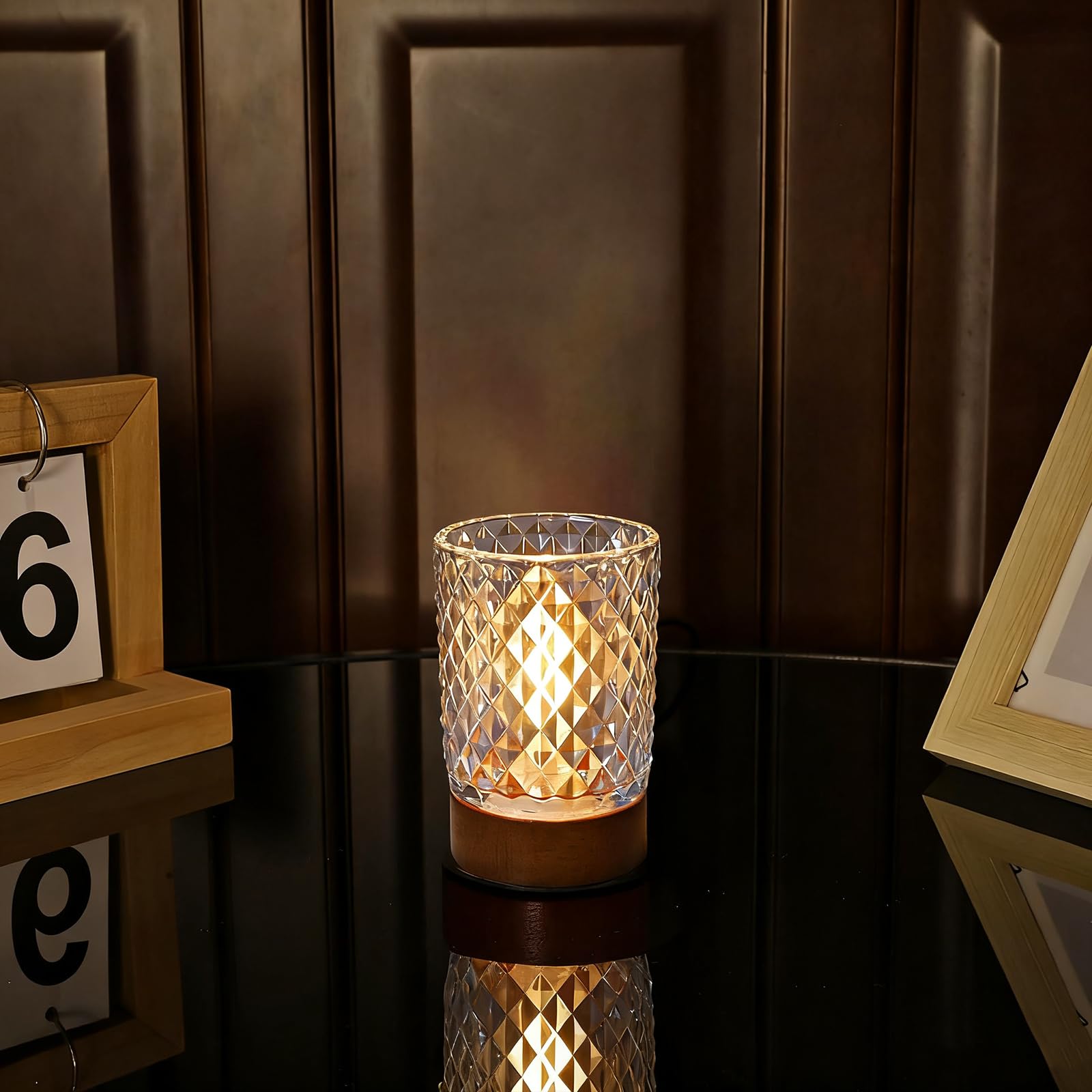 Battery Operated Night Light with Timer, Aesthetic Cordless Battery Powered Decorative Glass Lamp,Small Cozy Nightlight for Dorm