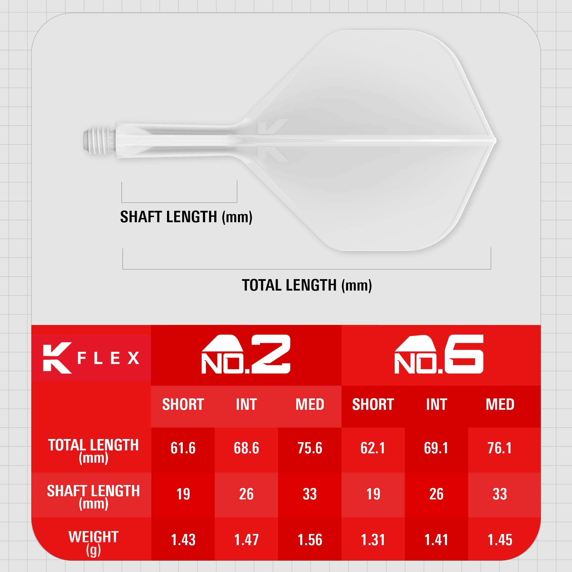 Target Darts K Flex Dart Flights & Shafts, Medium White, Pack of 3, Model taf1426, Durable Plastic, All-in-One Design