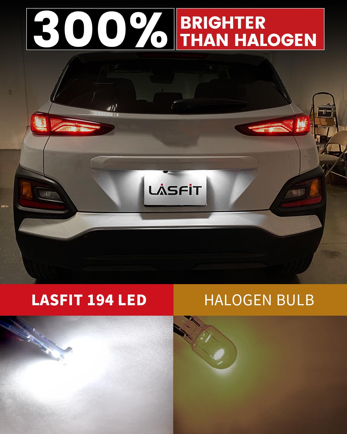 LASFIT T10 LED Bulbs, 400LM 6000K White, Canbus Error Free, Pack of 2, Model LX001-T10/194W for Dome, Map,