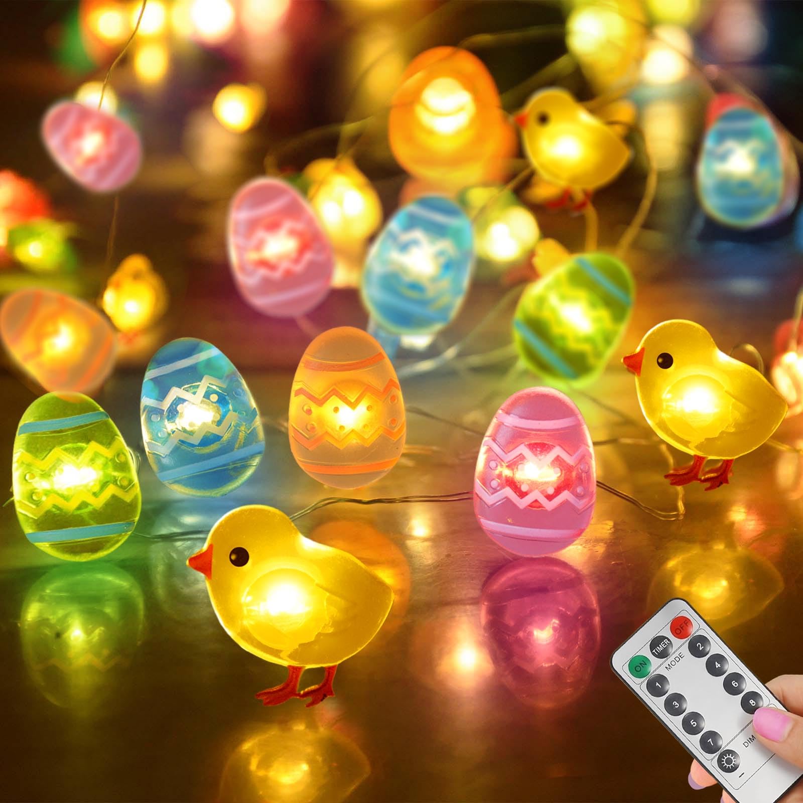 Awinking 50 LED Egg Easter Lights for Easter Decorations, Battery Operated Easter String Lights for Easter Garland Spring Wreath